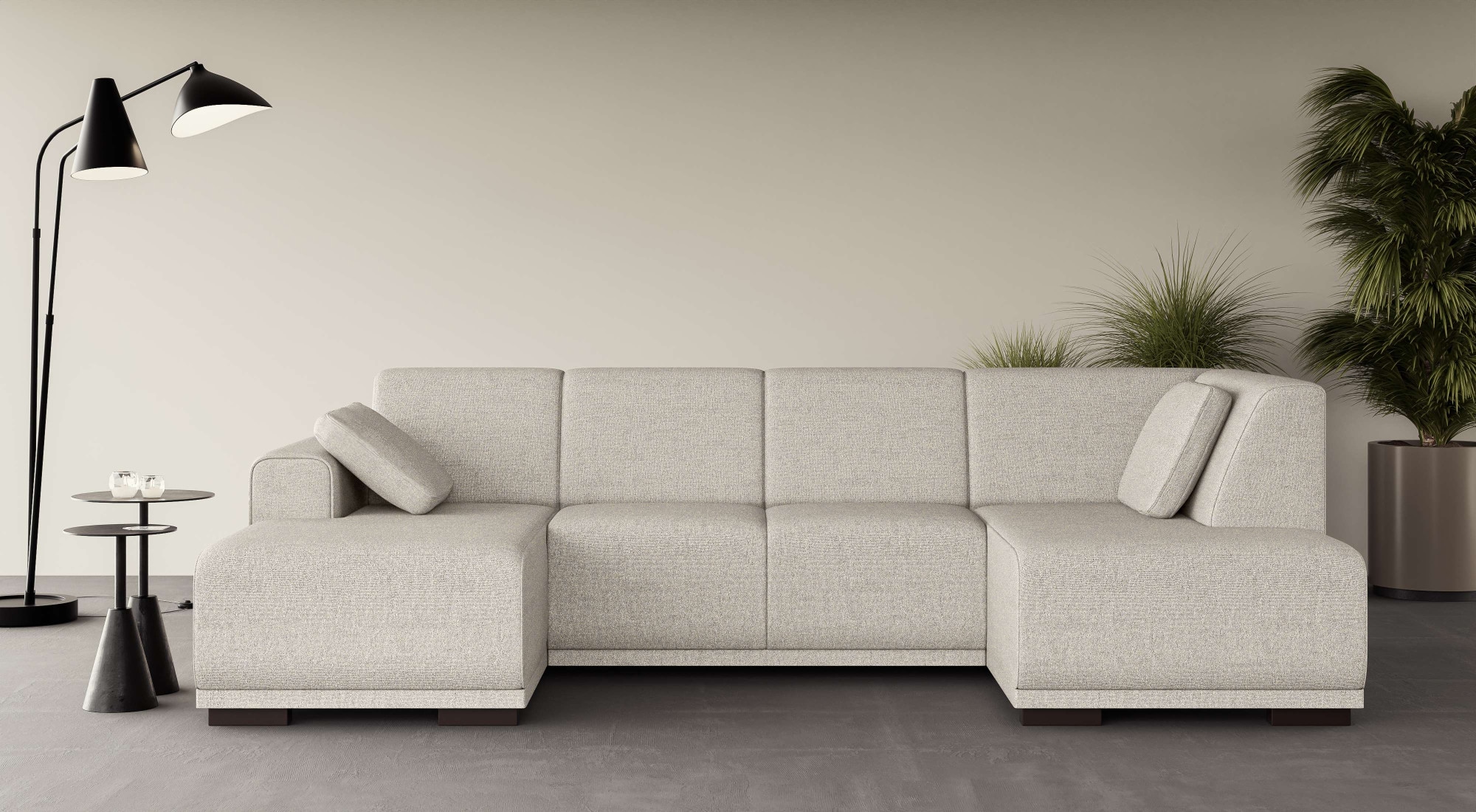 Home affaire Wohnlandschaft »BORNHOLM U-Form mit Recamiere rechts/links, B/T/H: 300/162/85 cm«, U-Form mit Wellenunterfederung, Recamiere rechts oder links bestellbar