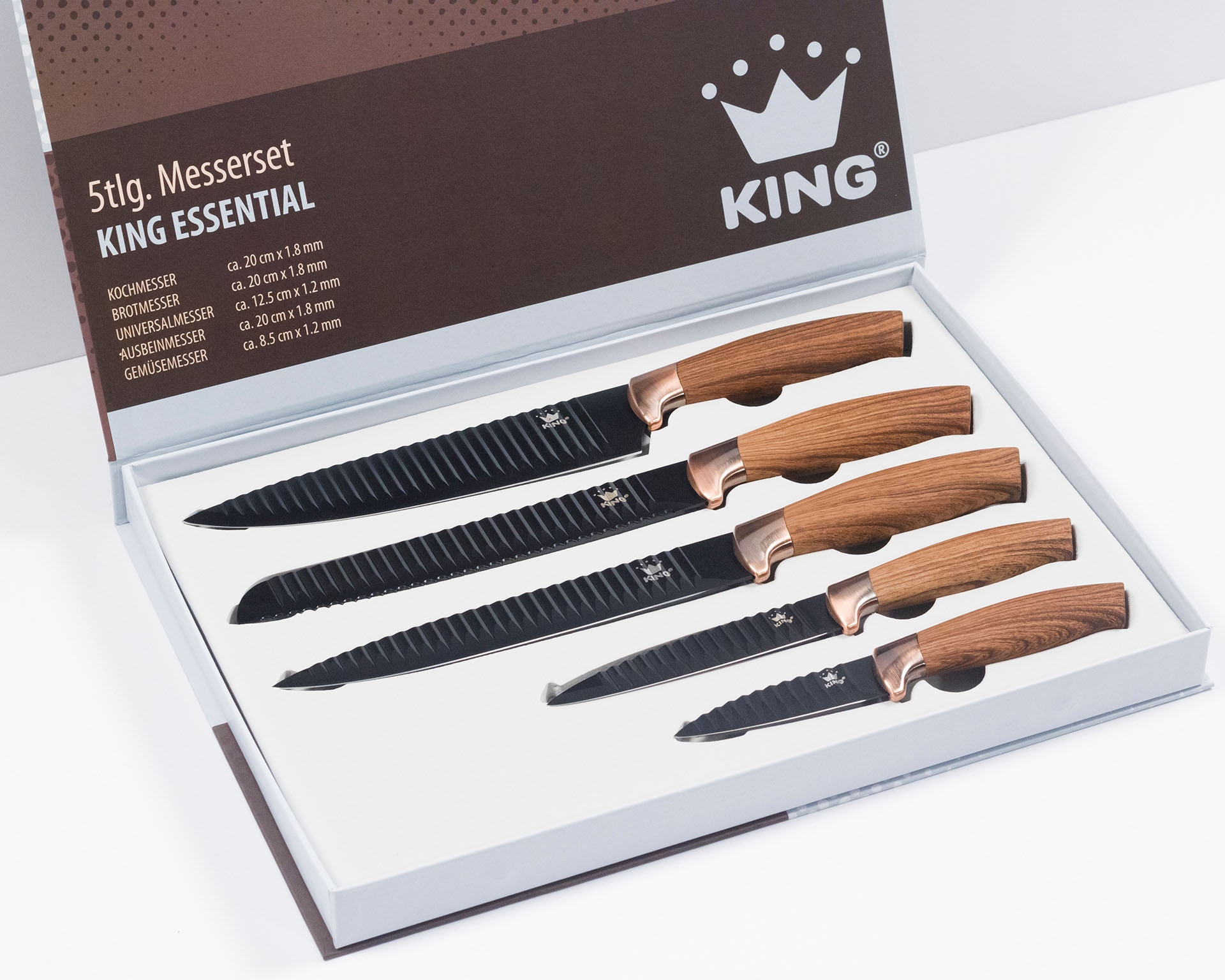 KING Pfannen-Set »Moonscape«, Aluminiumguss, (Set, 11 tlg.), Induktion, (Töpfe+Glasdeckel, Pfannen+Deckel,Messer,Besteckset)