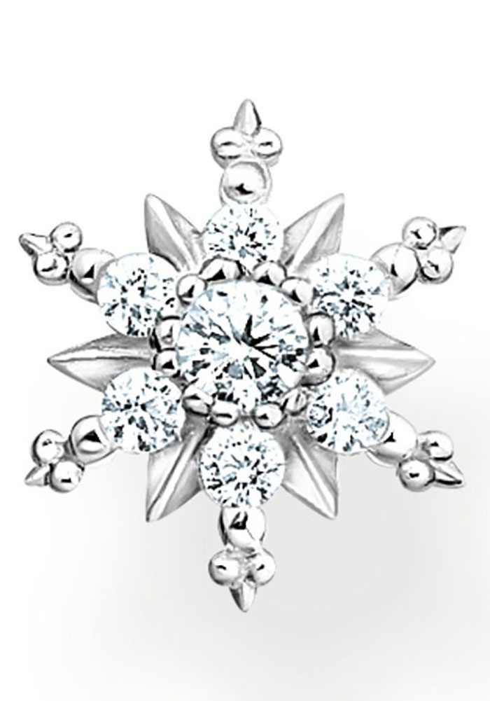 THOMAS SABO Single-Ohrstecker »Schneeflocke mit weißen Steinen, H2260-051-14«, mit Zirkonia (synth.)