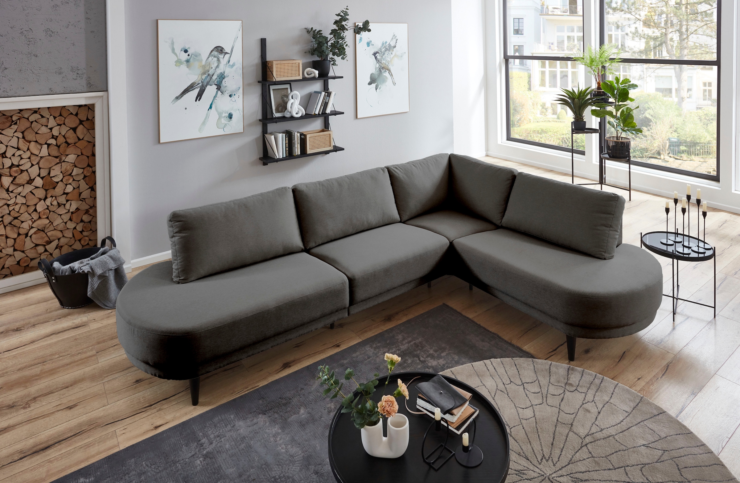 ATLANTIC home collection Ecksofa "Ronny L-Form", mit Wellenunterfederung, r günstig online kaufen