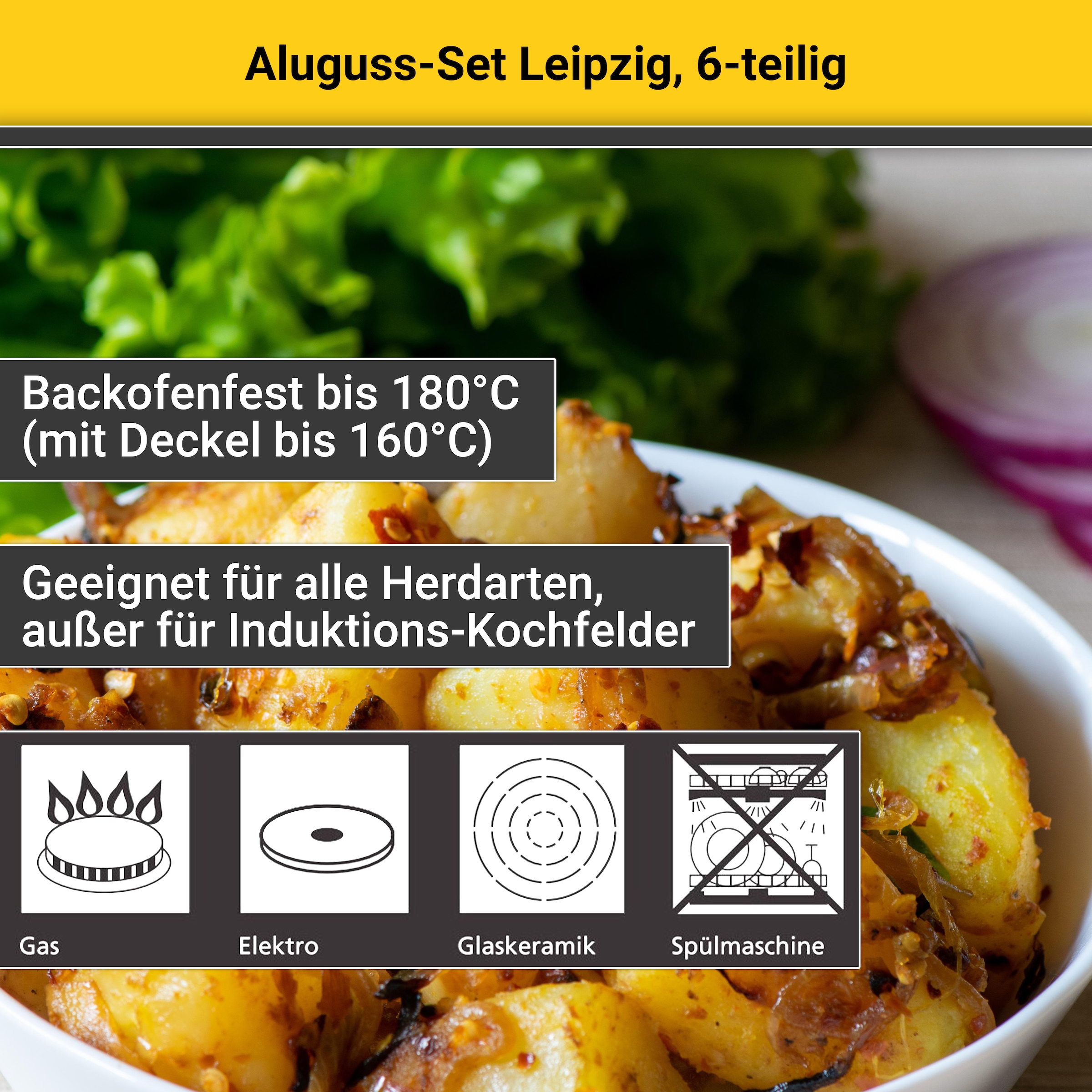 Krüger Topf-Set »Leipzig«, Aluminiumguss, (Set, 8 tlg.), hochwertige Antihaftversielgelung