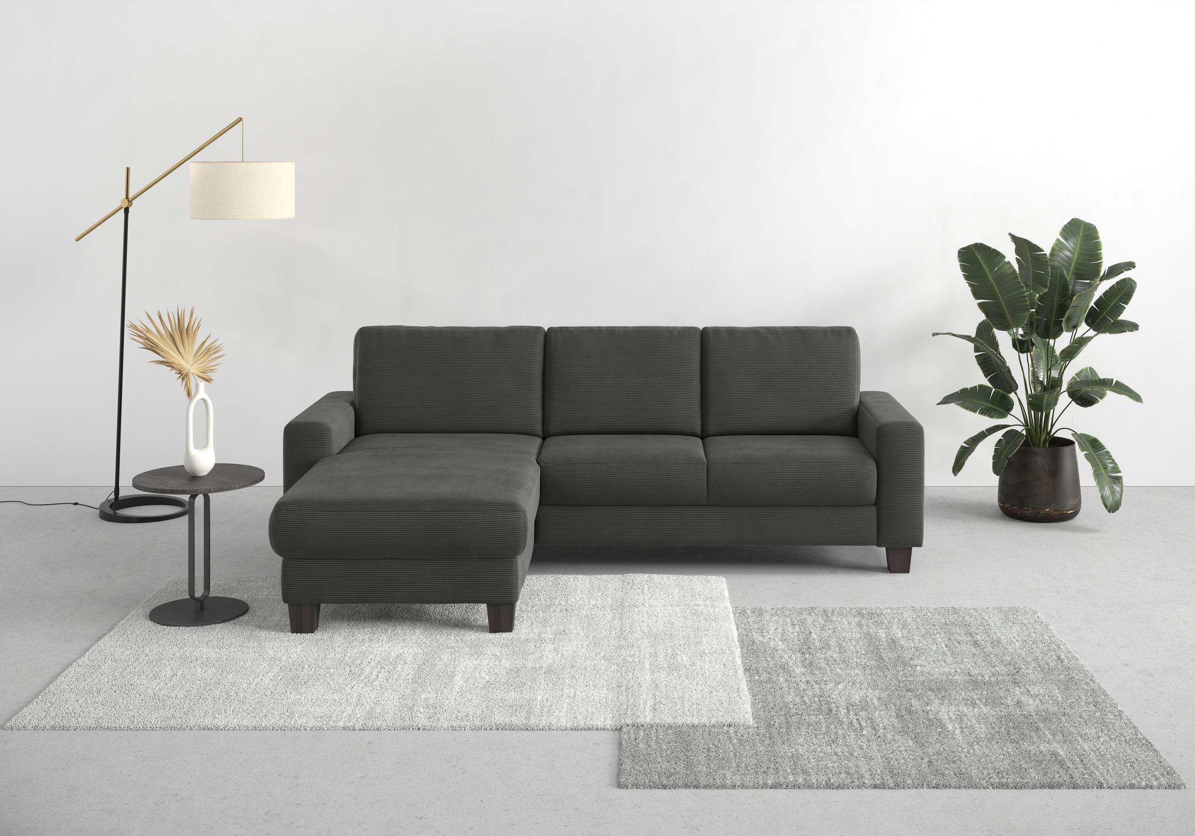 Home affaire Ecksofa »Summer L-Form«, mit Recamiere, mit oder ohne Bettfunktion und Bettkasten, Cord-Bezug