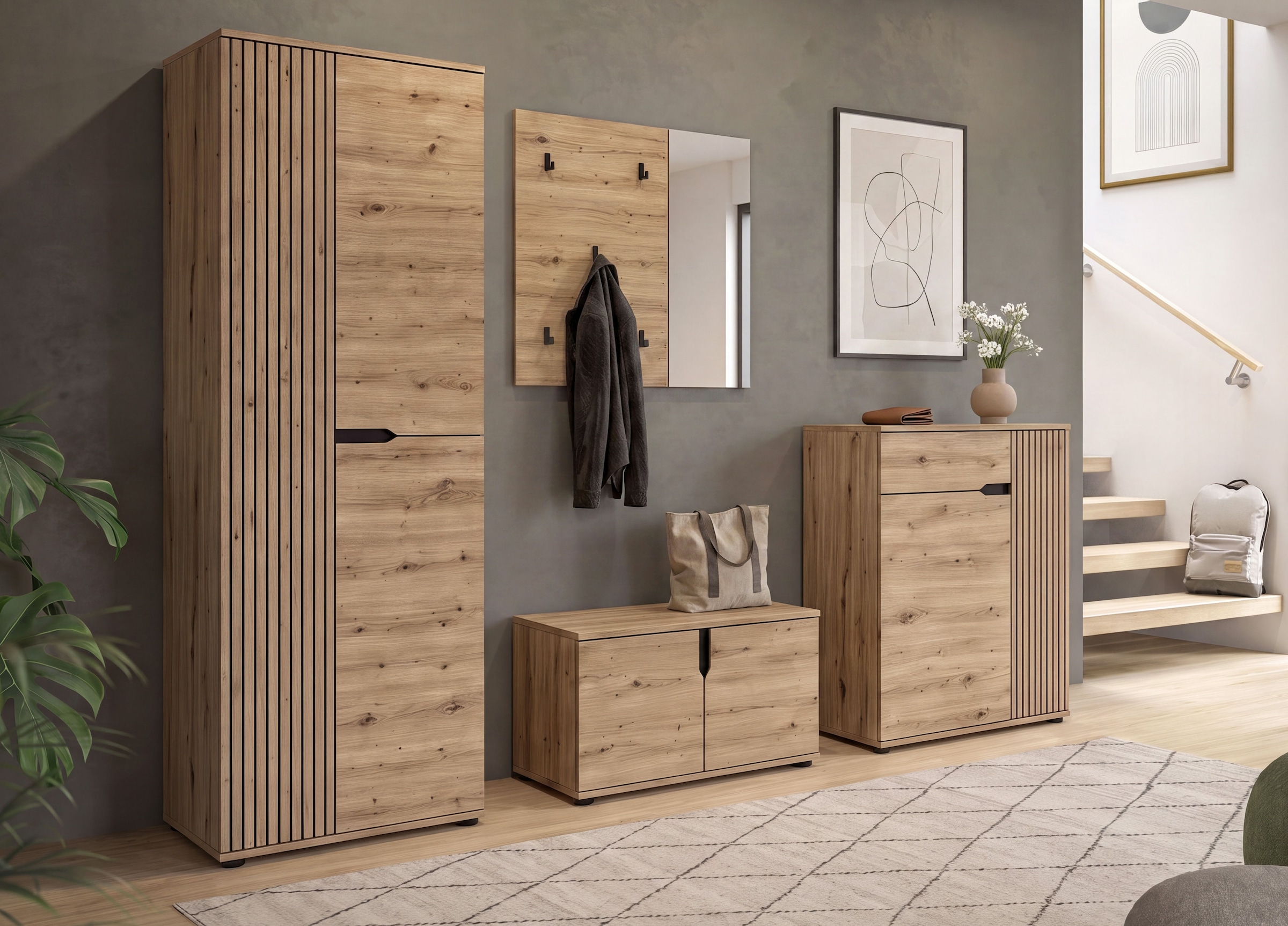 OTTO home Schuhkommode »FJELL, Breite 80cm, 2 Türen, 1 Schubkasten, 3 Einlegeböden, 5 Fächer« Garderobenschrank, Schuhschrank, Kommode, Sideboard, Anrichte