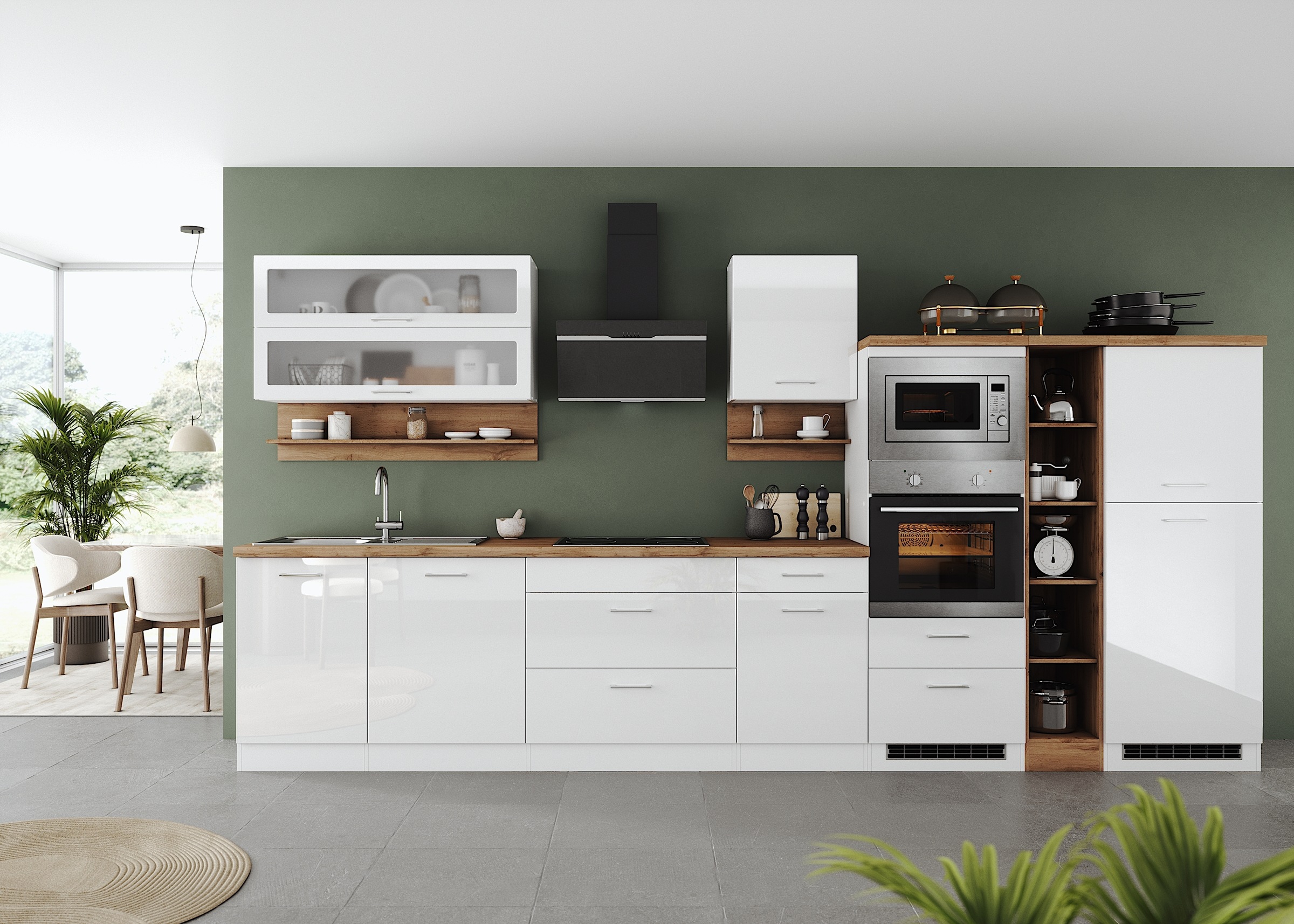 KOCHSTATION Küchenzeile »KS-Milan« 390 cm breit, viel Stauraum, wahlweise m günstig online kaufen