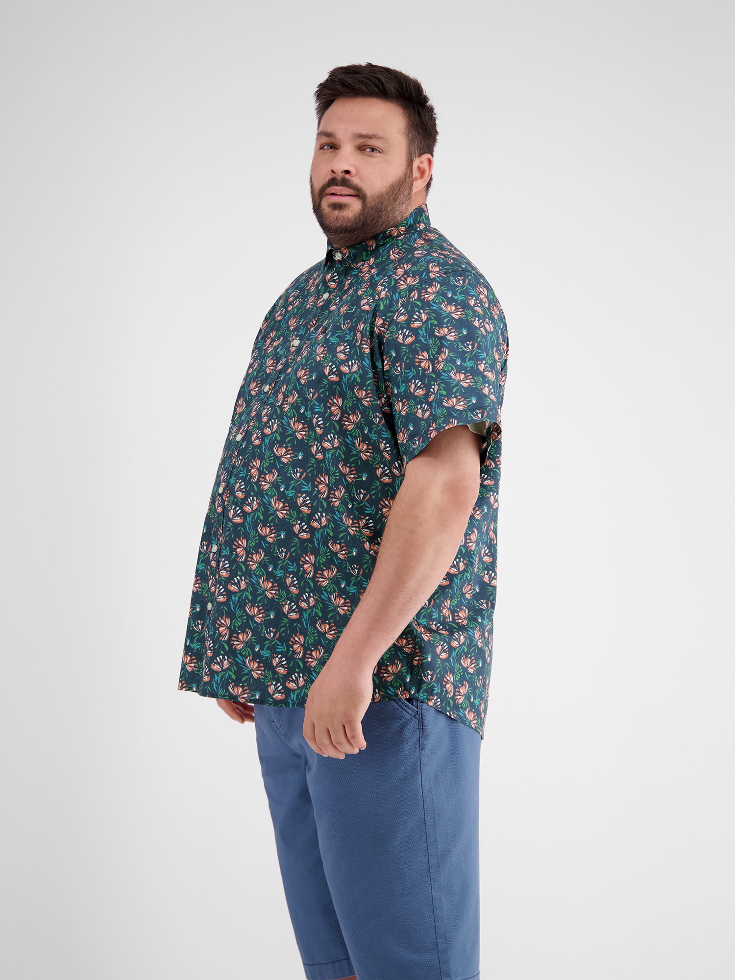 LERROS Kurzarmhemd »LERROS Floral gemustertes Halbarmhemd in Übergrößen«