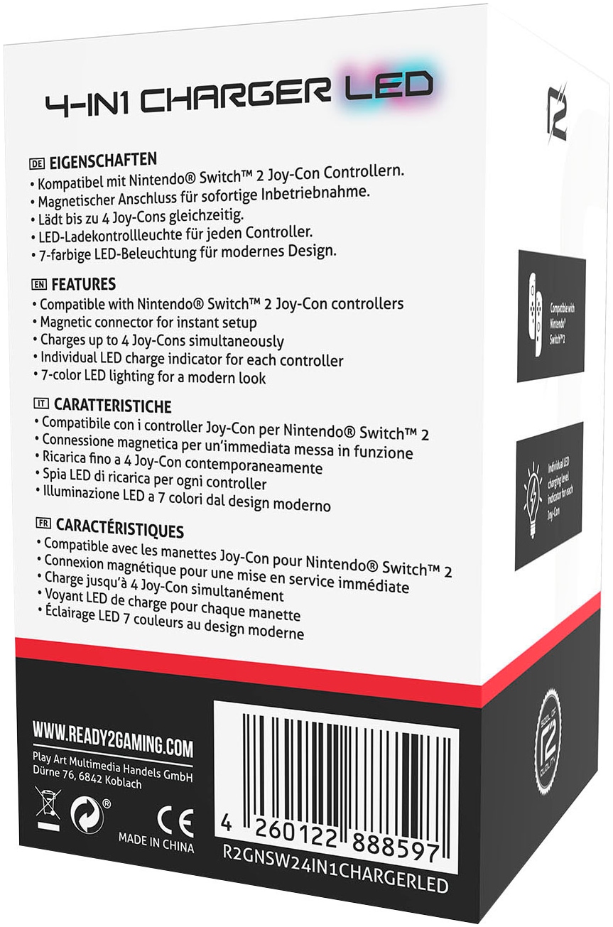 Ready2gaming Ladestation »Switch 2 4in1 Charger mit LED Beleuchtung«