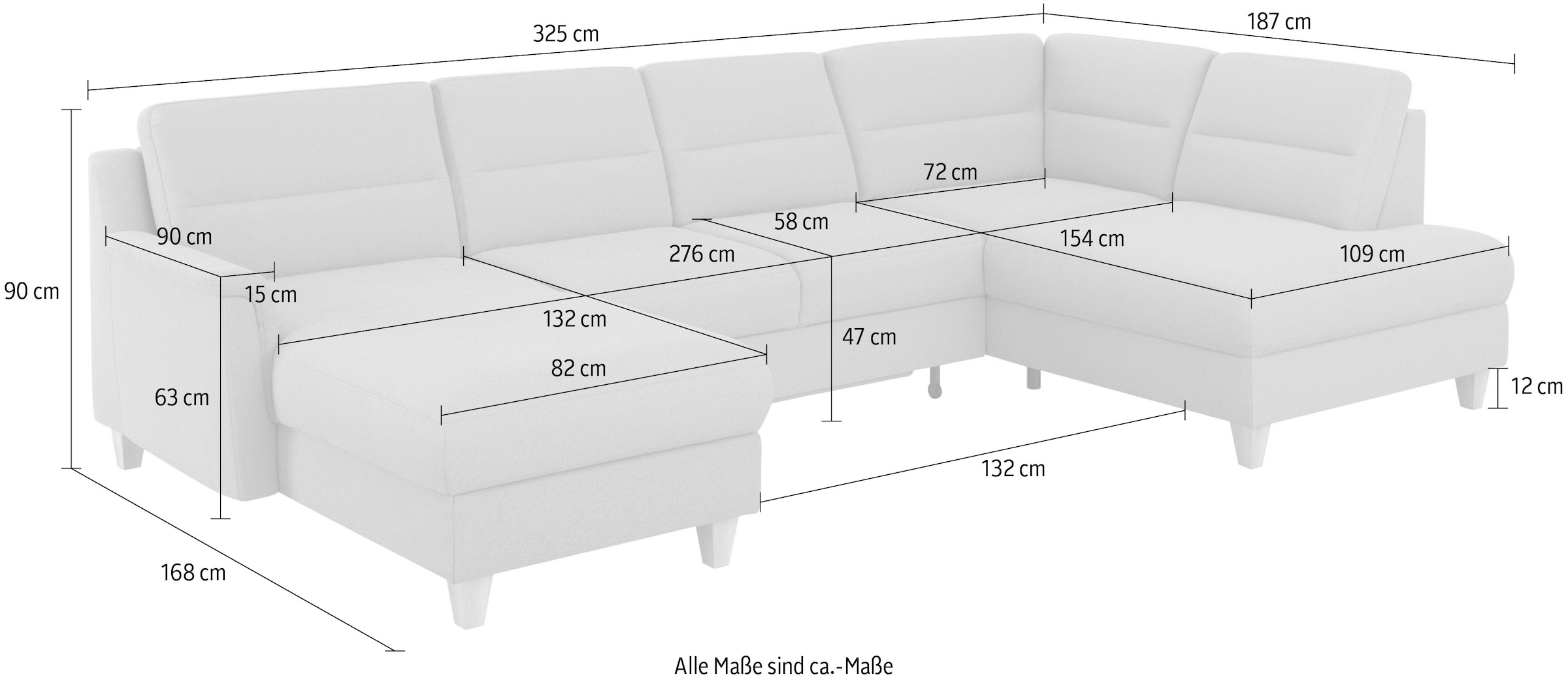 sit&more Wohnlandschaft »Farö U-Form«, inklusive Federkern, wahlweise mit Bettfunktion und Bettkasten