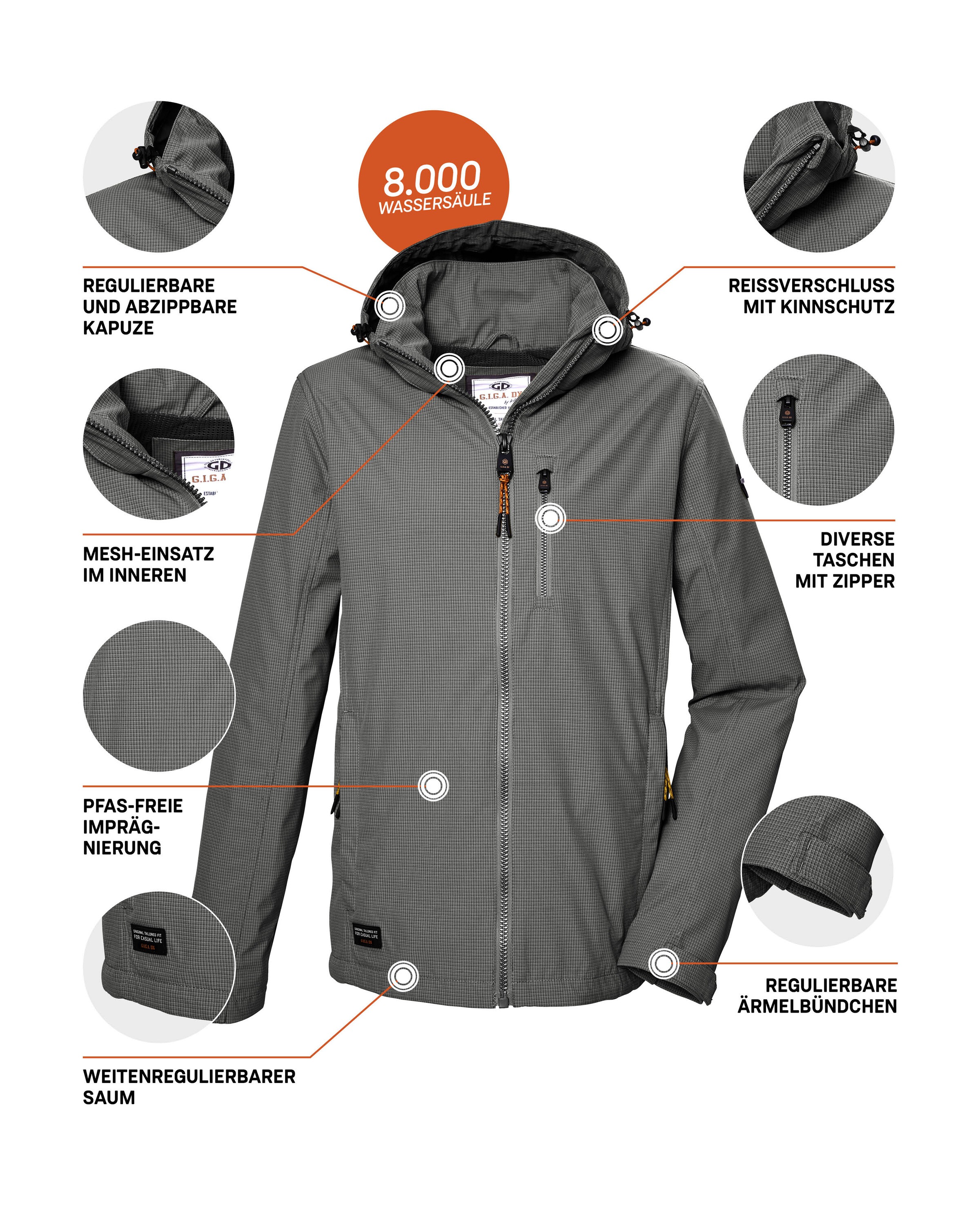 G.I.G.A. DX by killtec Softshelljacke »GS 82 MN SFTSHLL JCKT«, Wasserabweisende, winddichte Herrenjacke mit abnehmbarer Kapuze