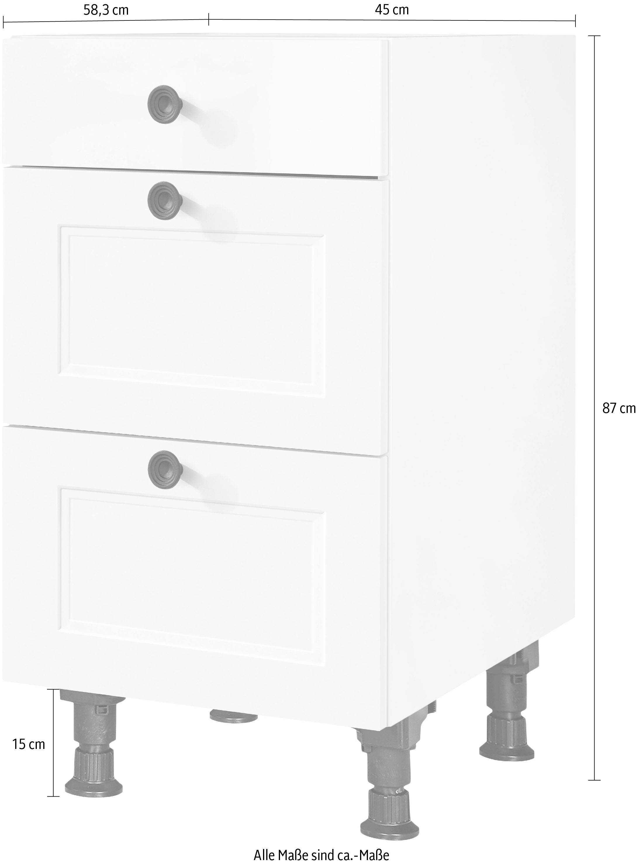 nobilia® Unterschrank »"Cascada", vormontiert, mit höhenverstellbaren Sockelfüßen, in den«, Breiten 30, 45, 60 und 90 cm, mit Schubkasten und Auszügen