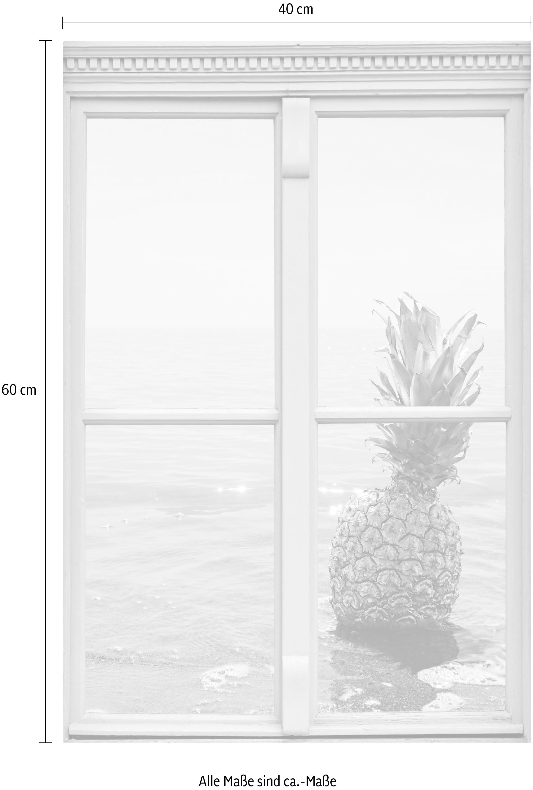 queence Wandsticker »Ananas«, Wandsticker, Wandbild, selbstklebend, 3D, Fenster