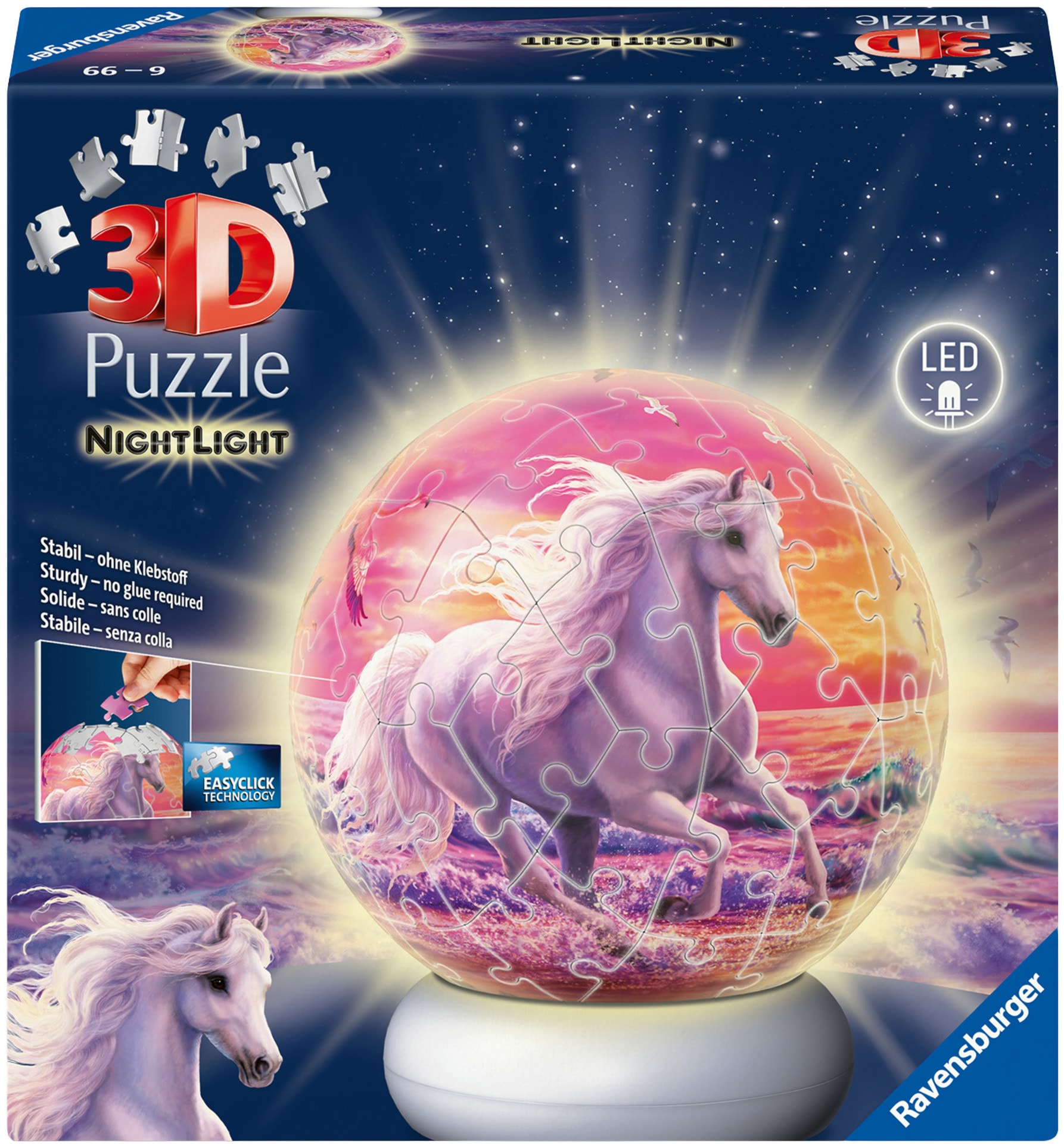 Ravensburger Puzzleball »Nachtlicht Pferde am Strand« beleuchtet