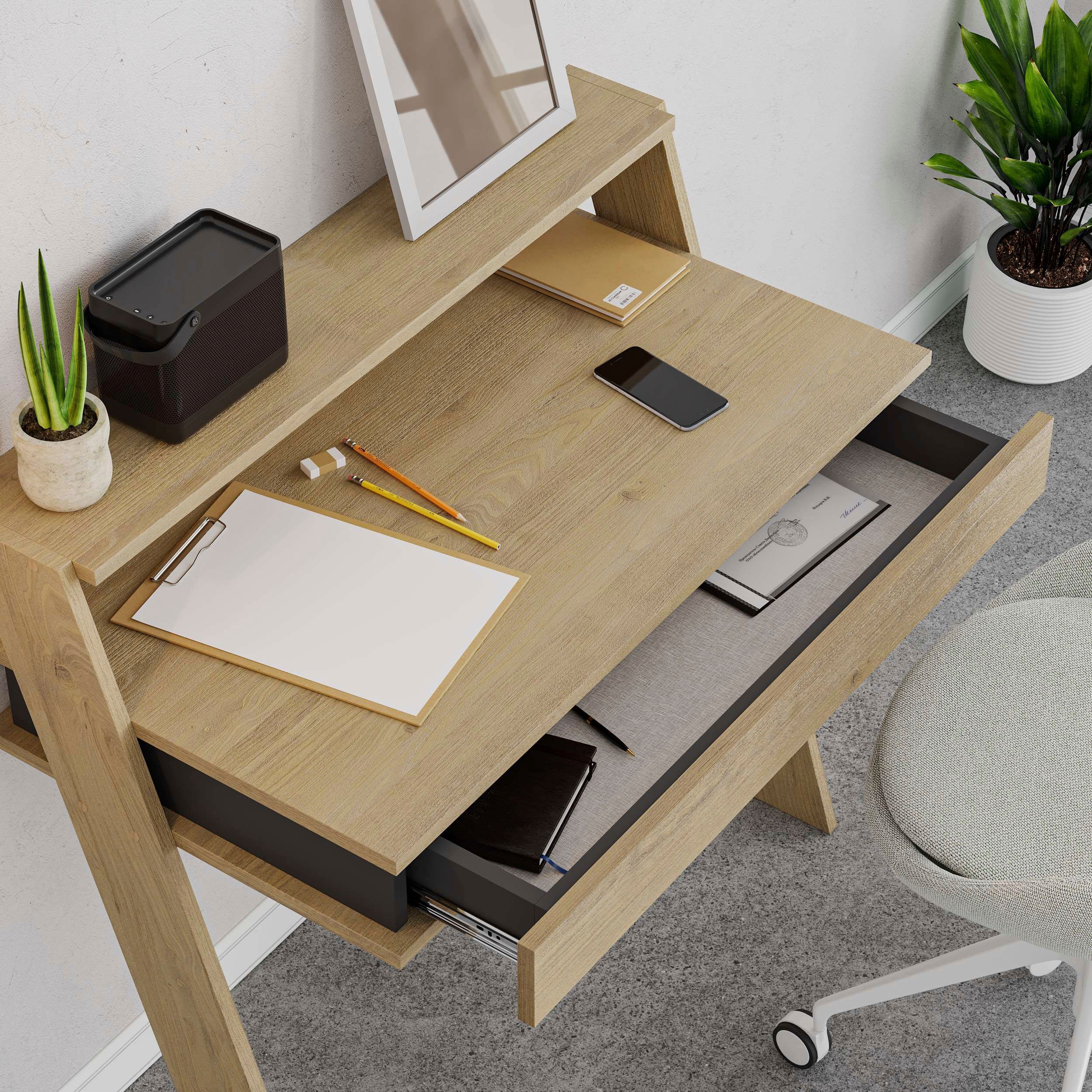 Decortie Schreibtisch »COWORK SCHREIBTISCH«, (Packung, 1 St.), Leichte Montage, Lagerung, Platzsparend