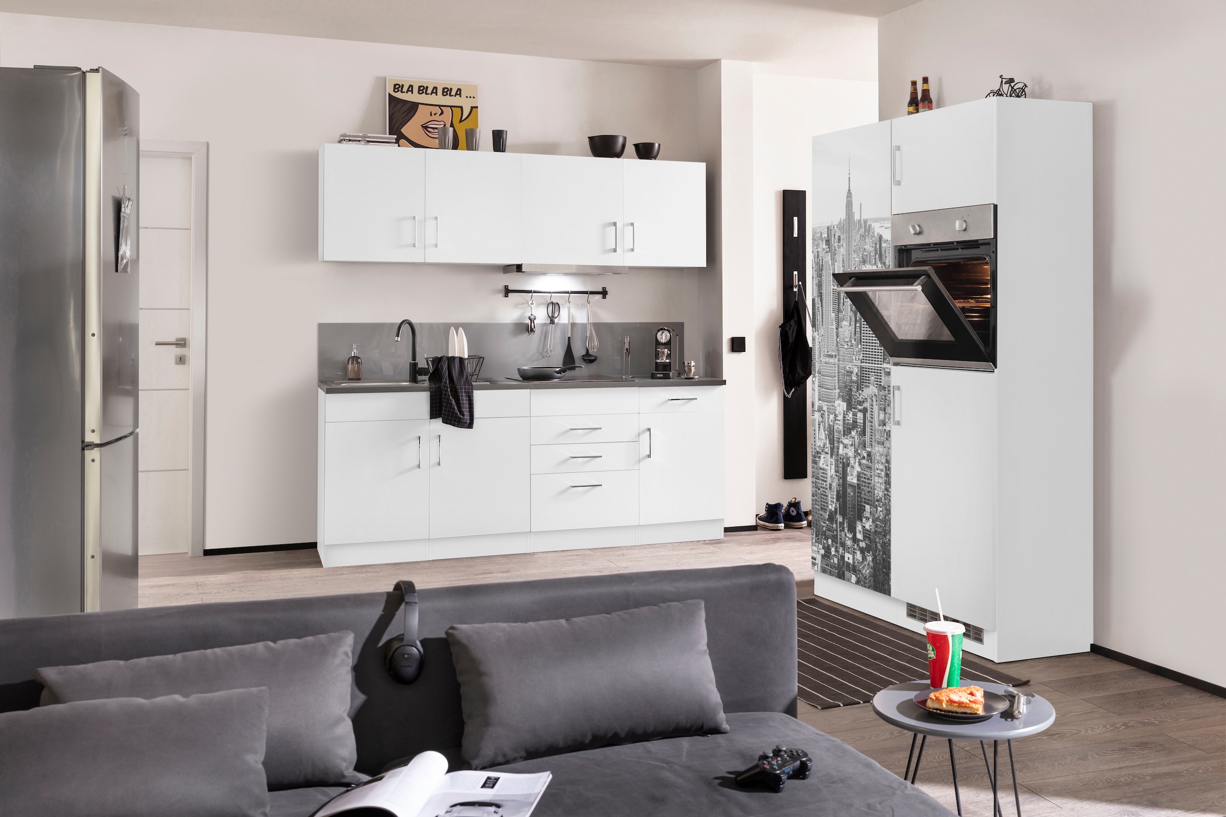 HELD MÖBEL Küchenzeile »Paris«, mit E-Geräten, Breite 330 cm, wahlweise mit Induktionskochfeld
