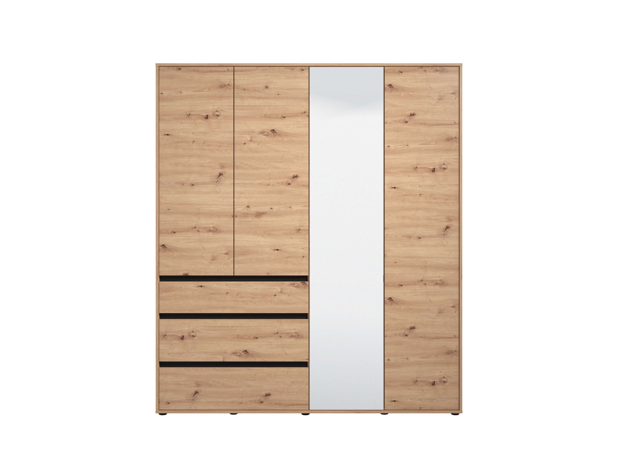 INOSIGN Kleiderschrank »Corbett, grifflose Optik, FSC-zertifziert, Made in Europe«, (138 oder 182,5cm breit, 211cm hoch und 54,5cm tief), mit Spiegel, 3 Schubladen und Innenausstattung