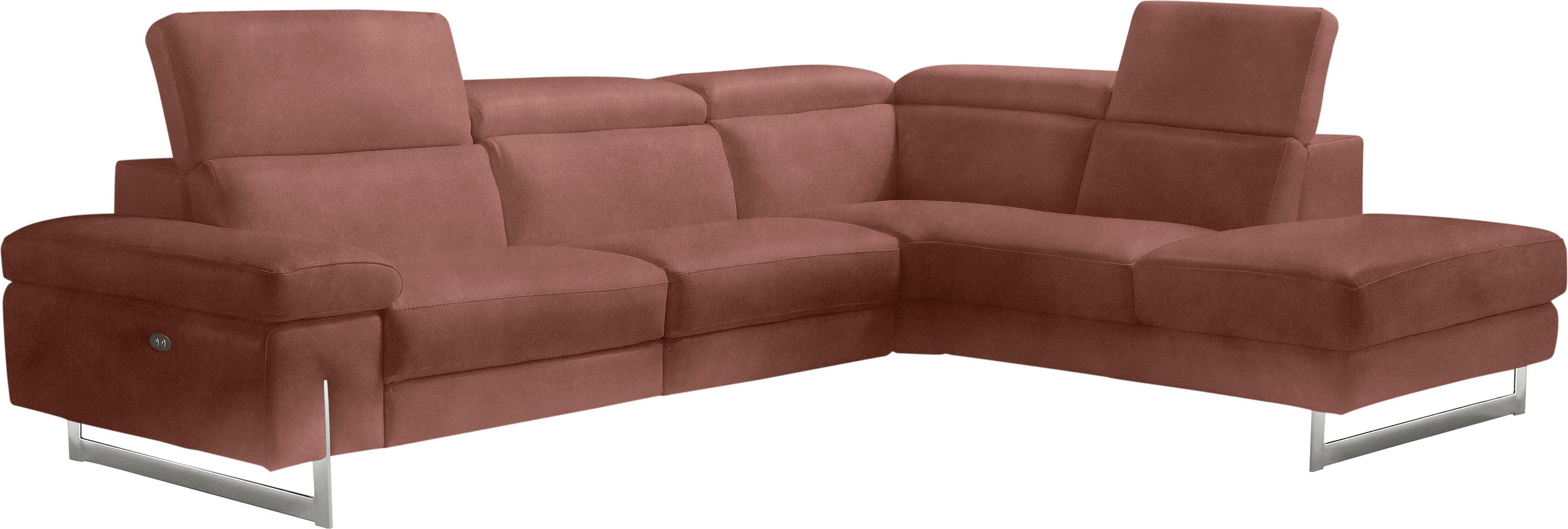 Egoitaliano Ecksofa »Candice, elegant, edel und bequem, erstklassiger Sitzkomfort, L-Form«, inkl. 2 elektrischer Relaxfunktionen, Bedienung über Taste an Armlehne