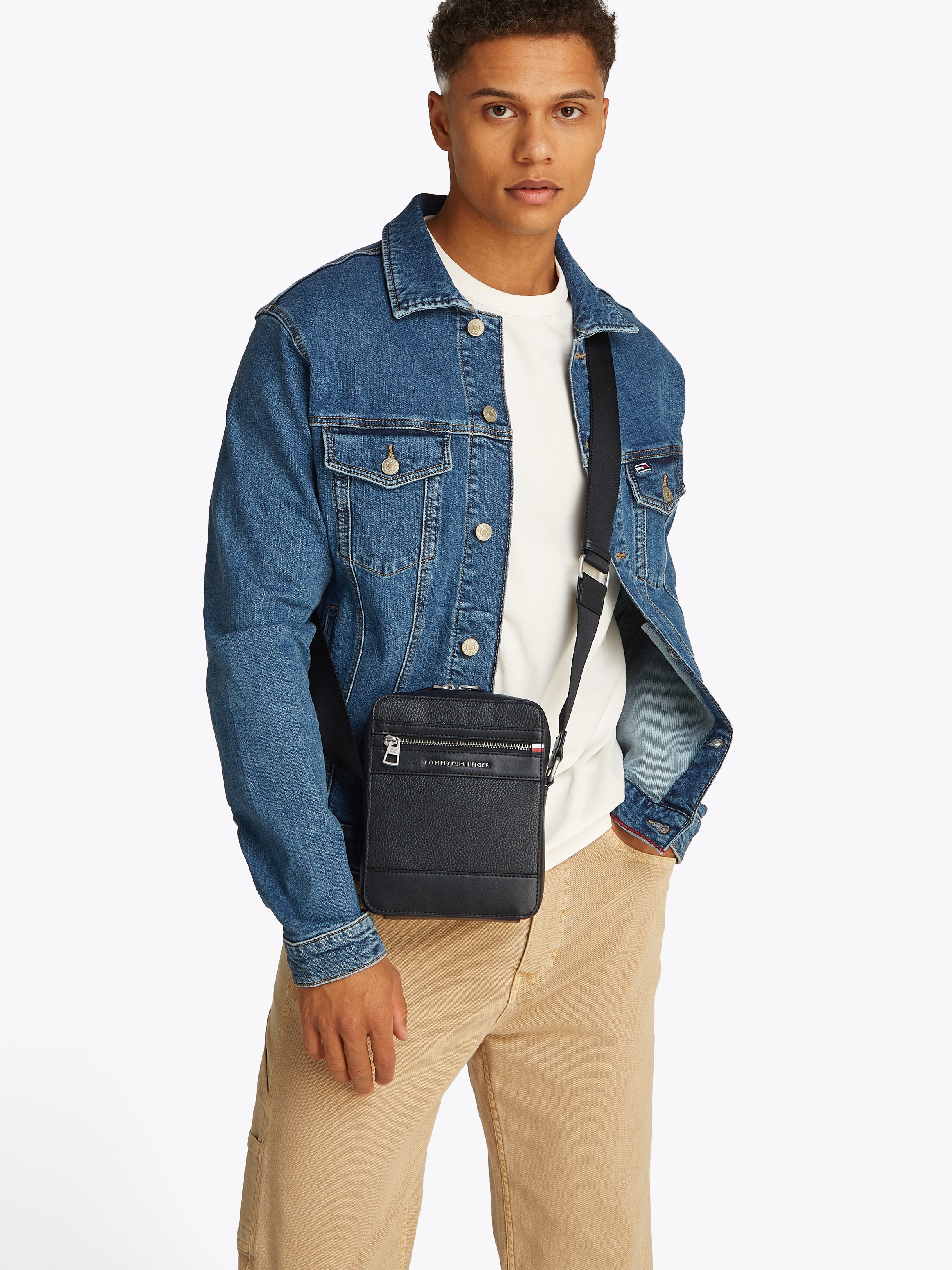 Tommy Hilfiger Umhängetasche »TH CENTRAL MINI REPORTER«, Herren Schultertasche mit RV-Vordertaschenfach