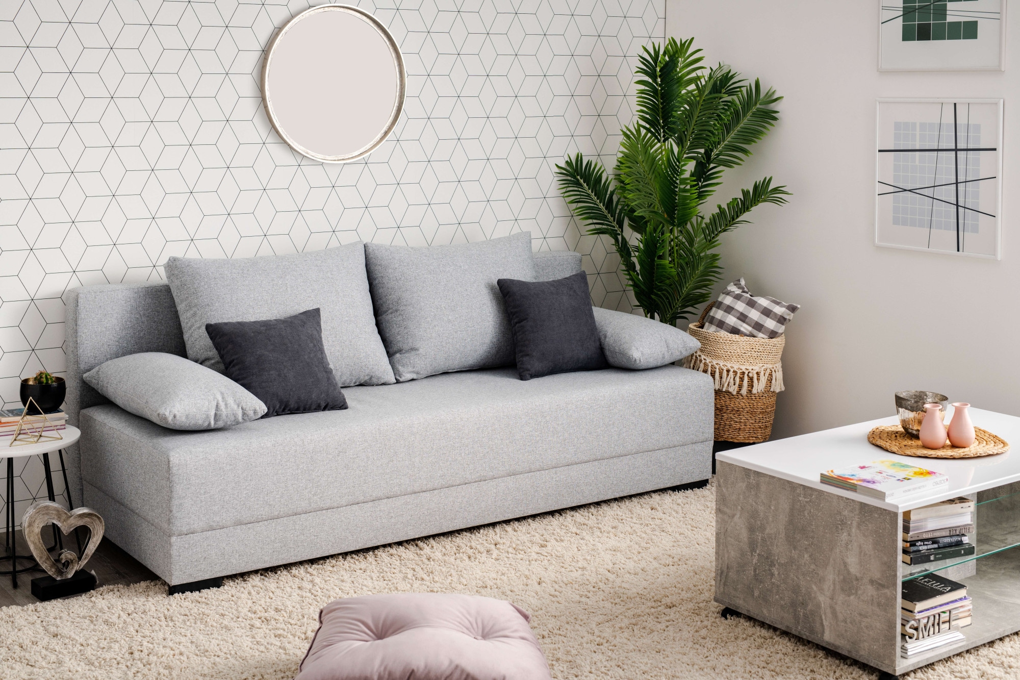 INOSIGN Schlafsofa »Sierra, 198 cm, mit Bettfunktion (150/198 cm) und Bettkasten,«, inkl. loser Rücken-, Zier- und Armlehnkissen