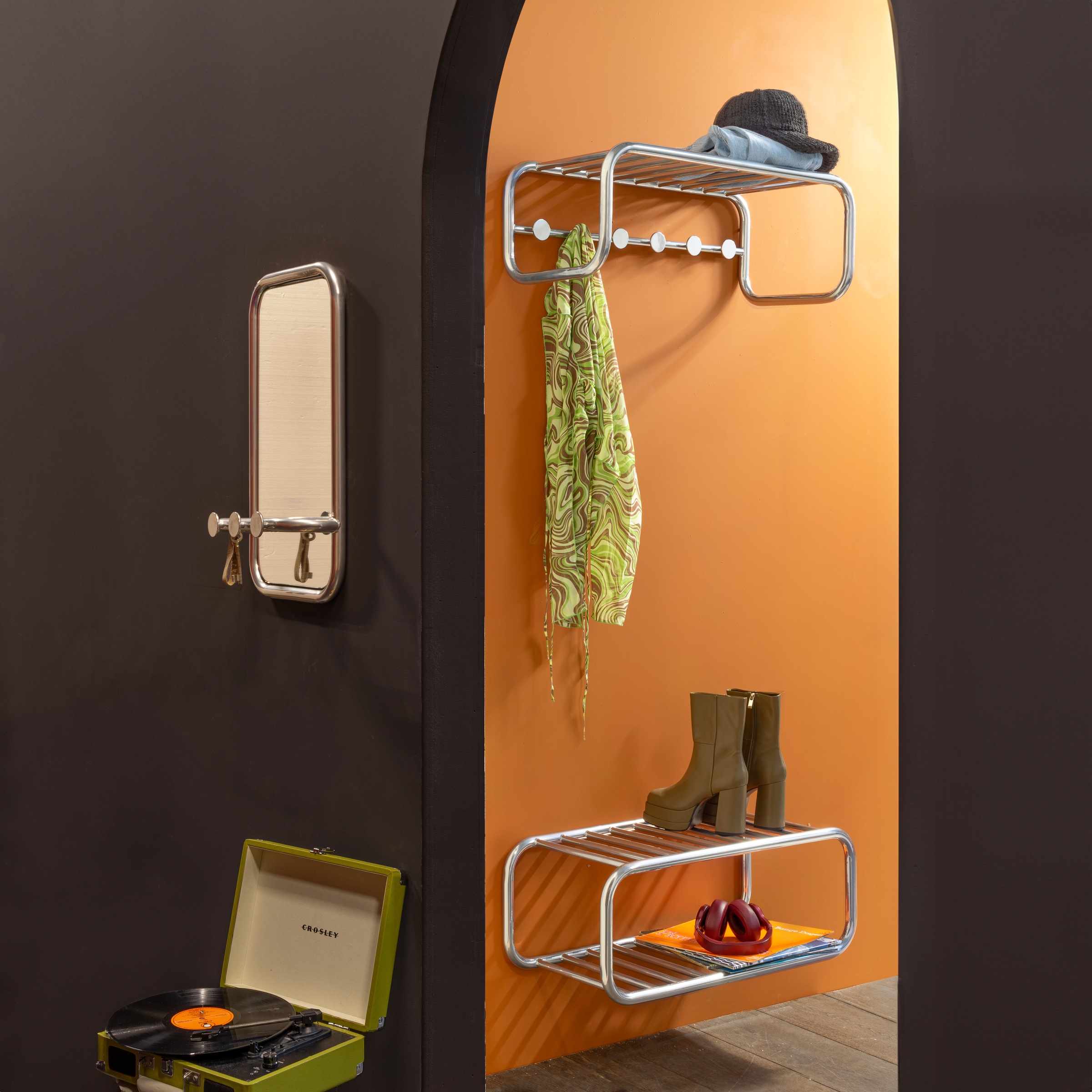 Spinder Design Wandspiegel »RETRO«, (1 St.), Retro Spiegel mit 3 Haken