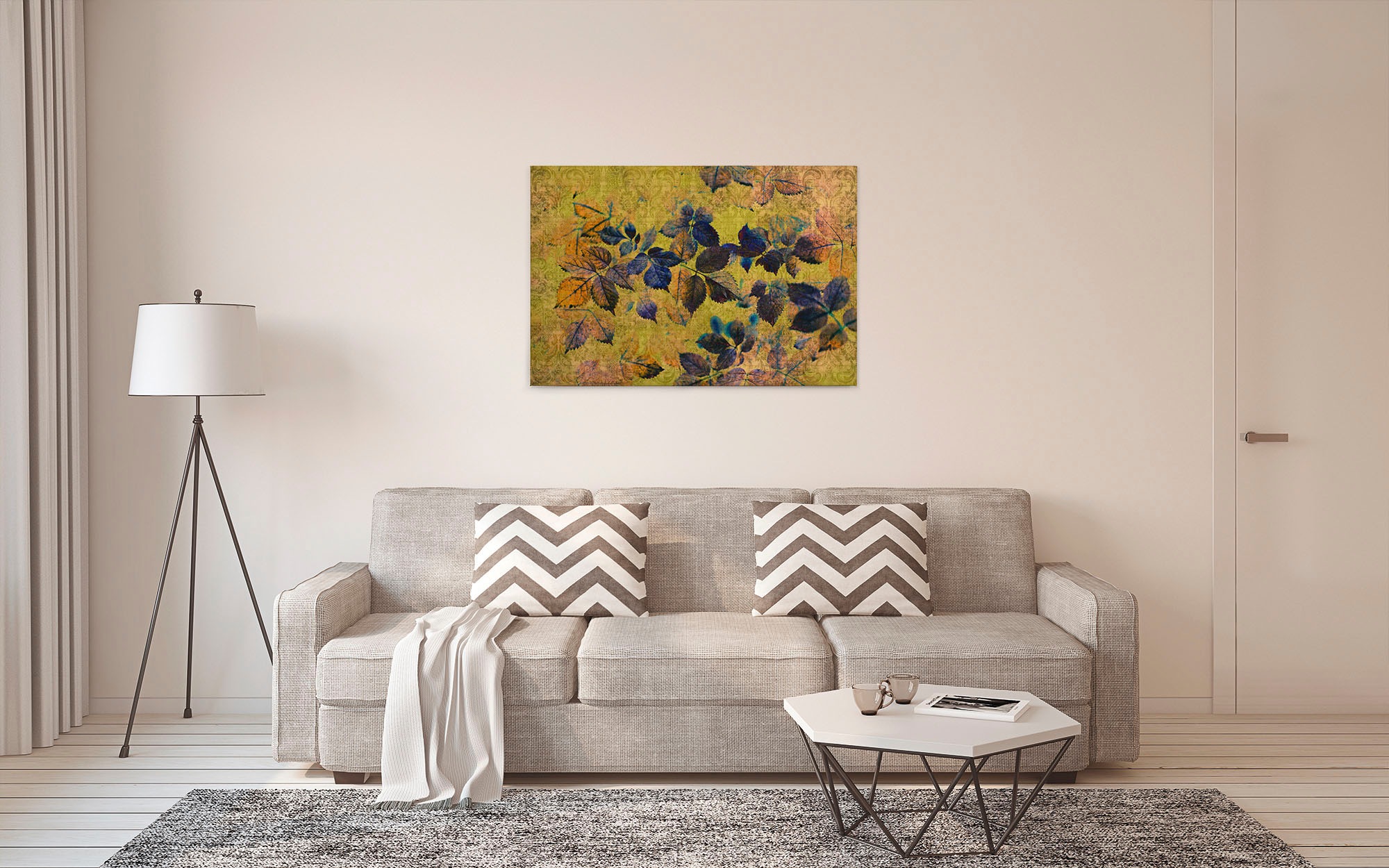 A.S. Création Leinwandbild »indian summer«, Kunst-Blumen-Kinder, (1 St.), Keilrahmen Bild Blätter Natur Floral Leinwand-Bild Wohnzimmer modern