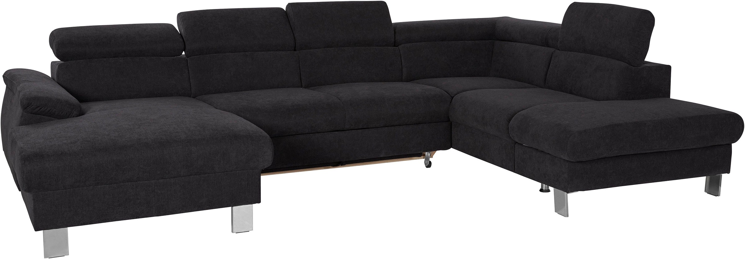 COTTA Polstergarnitur »Komaris U-Form«, (Set), Set bestehend aus: Wohnlandschaft mit Kopfteilverstellung & Hocker