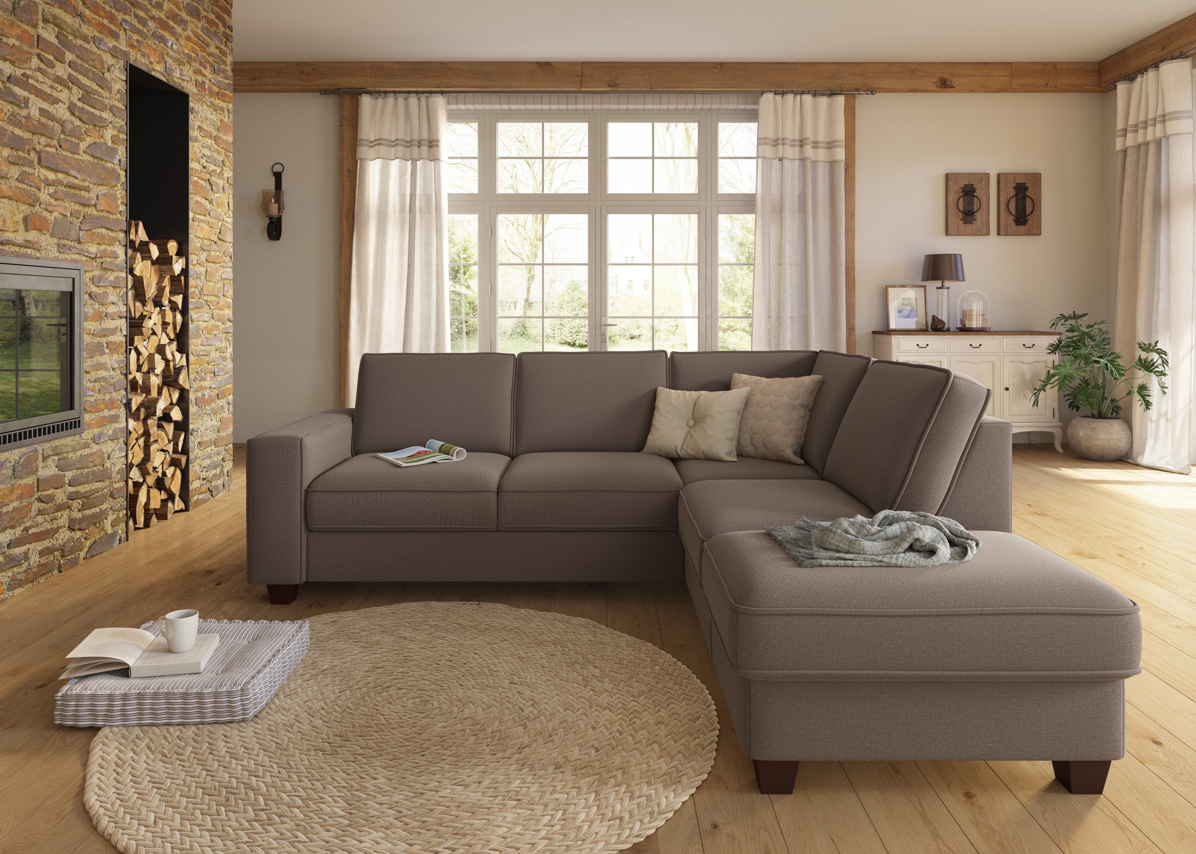 Home affaire Ecksofa »County L-Form« wahlweise Ottomane links oder rechts, günstig online kaufen