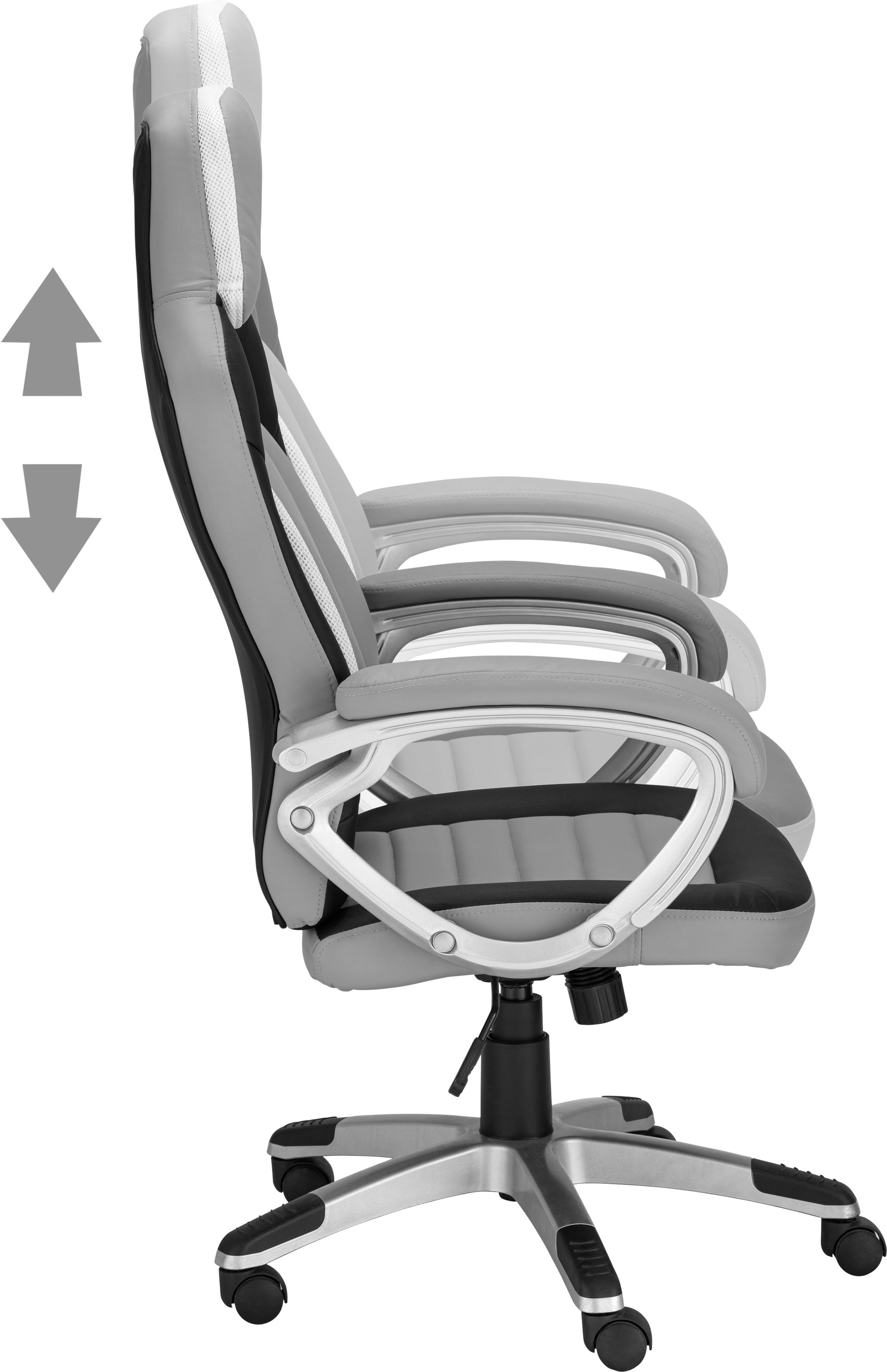 5. Bild von INOSIGN Gaming-Stuhl »Niro«, 1 St., Kunstleder, mit Stützkissen am Rücken, Sitzhöhe 42-52 cm