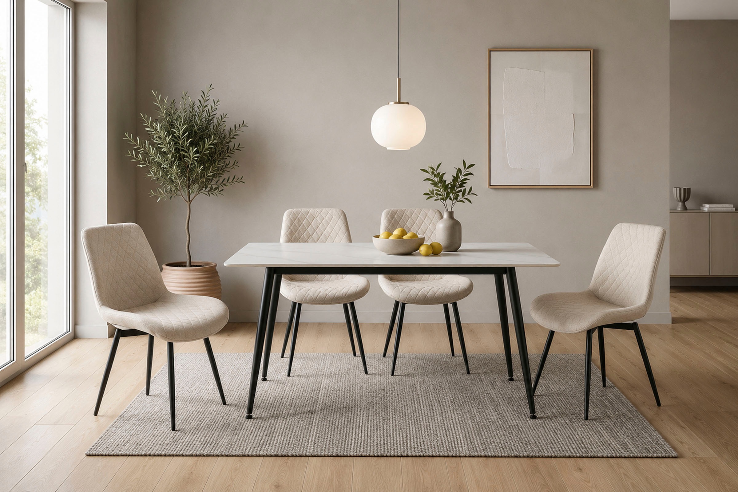 OTTO home Esszimmerstuhl »Juniper« () 2 Stk.Stuhl aus Webstoff mit moderner Rautensteppung und 360° Drehfunktion