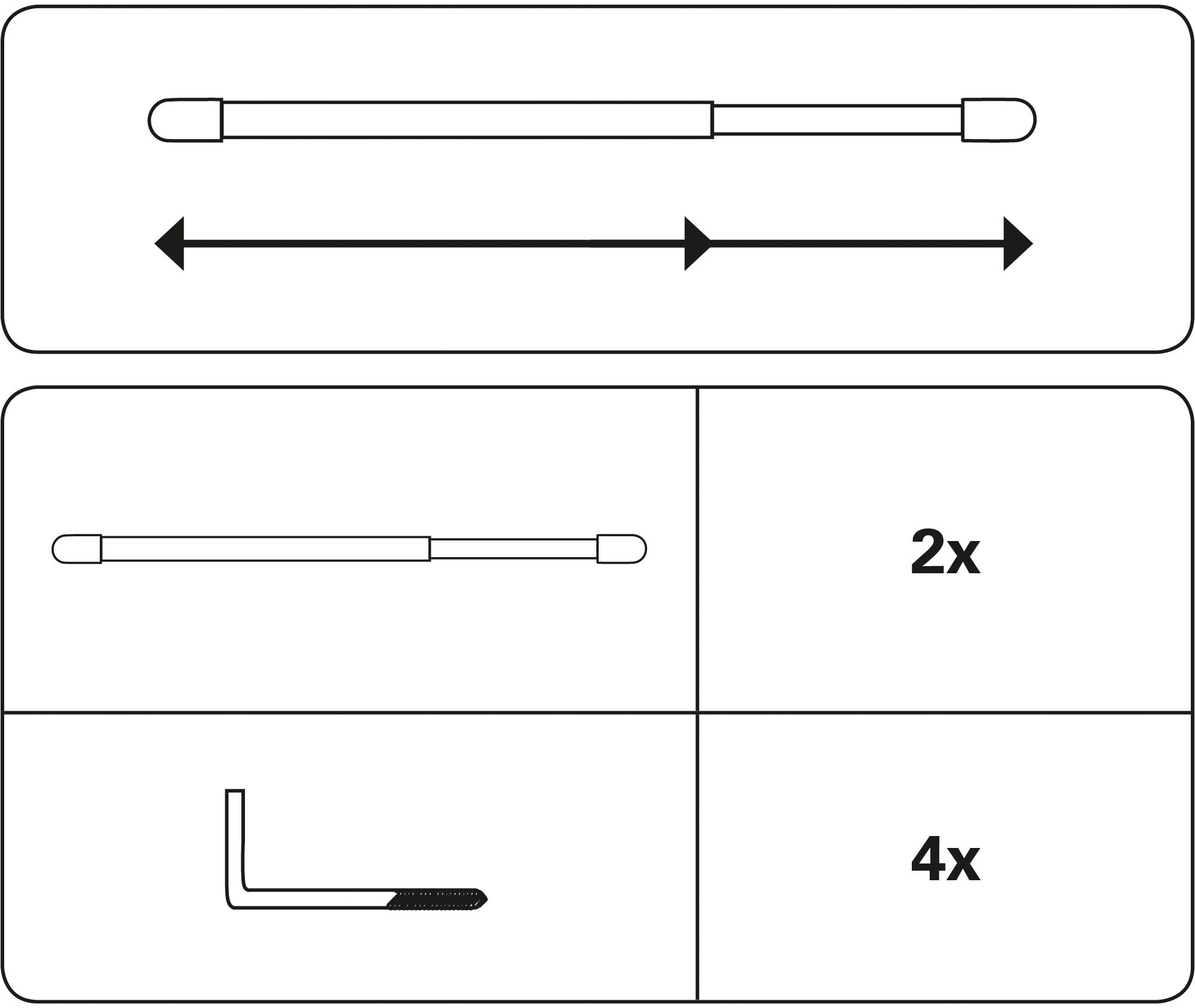 GARDINIA Scheibenstange »Vitragestange«, 1 läufig-läufig, ausziehbar, Serie Vitragestange flachoval Ø 11 mm, 2er-Set