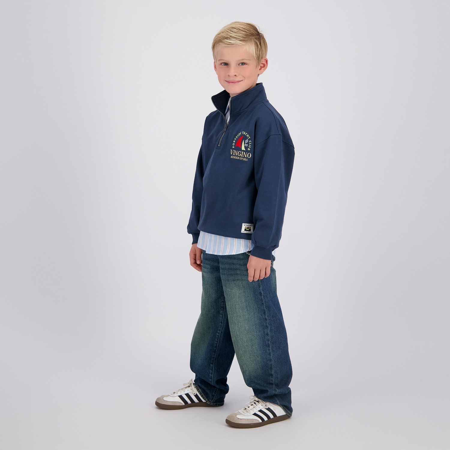 Vingino Sweater , mit Troyer-Kragen und Stickerei, für Boys
