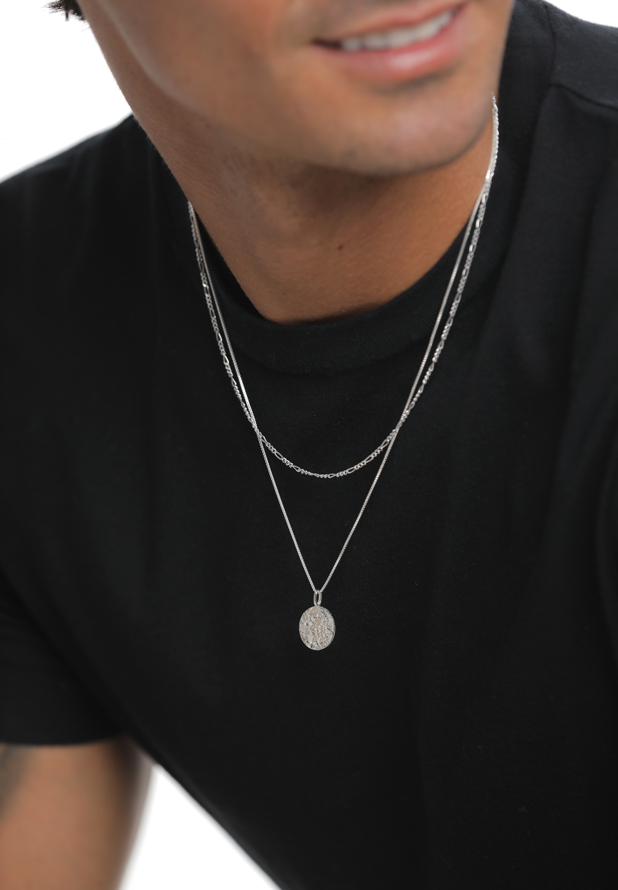 Kuzzoi Kette mit Anhänger »Herren Layer Figaro Venezianer Plättchen 925 Silber«