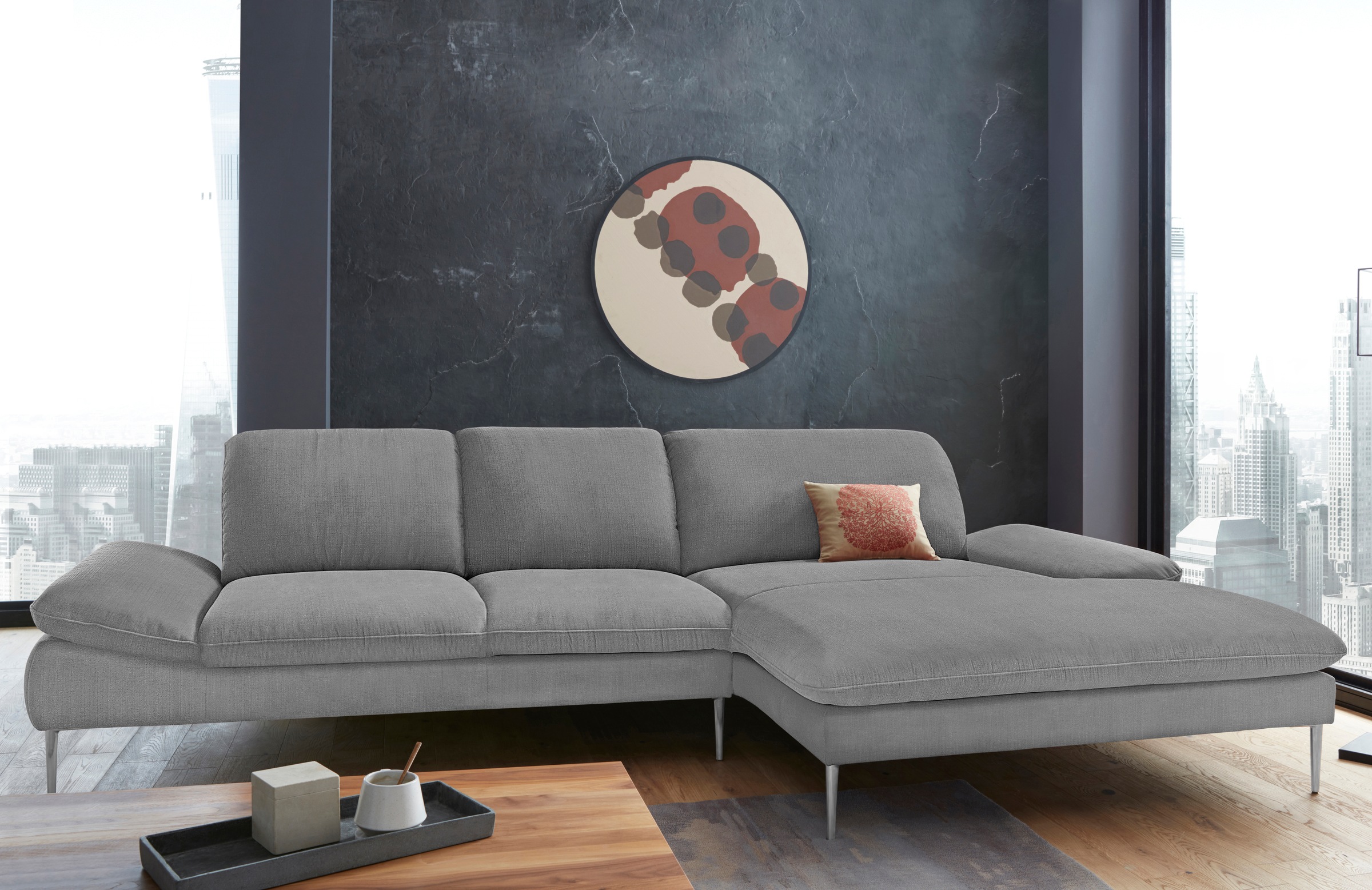 W.SCHILLIG Ecksofa »enjoy&MORE, Designsofa, bequem, zeitlos und elegant, L-Form«, mit Sitztiefenverstellung, Füße Chrom glänzend, Breite 340 cm