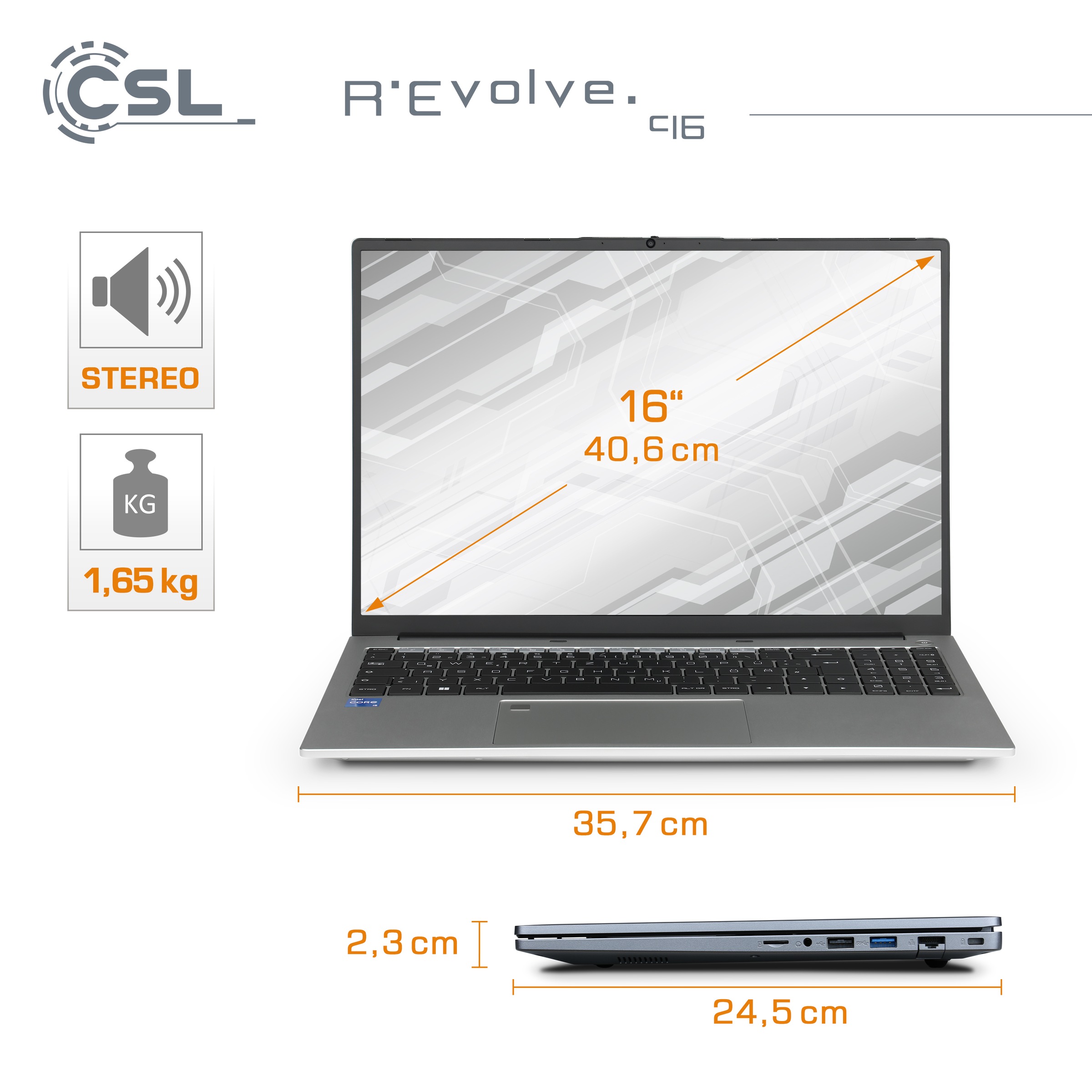 CSL Notebook »R'Evolve C16«, 40,64 cm, / 16 Zoll, Intel, Core i5, 500 GB SSD