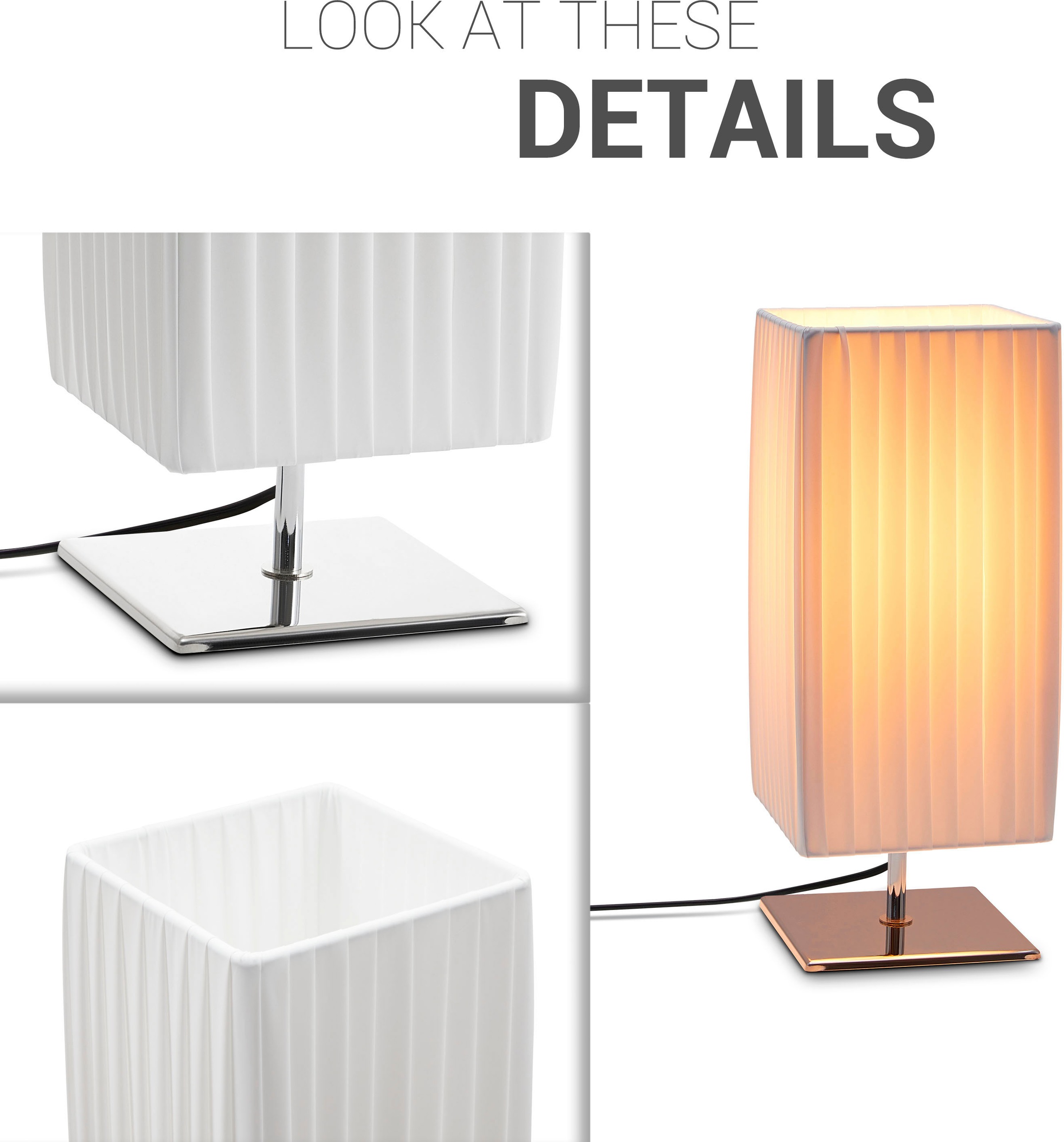 Paco Home Tischleuchte »KIRSTEN«, Leuchtmittel E27 | ohne Leuchtmittel, LED  Wohnzimmer Schlafzimmer Modern Zeitlos Chrome E27