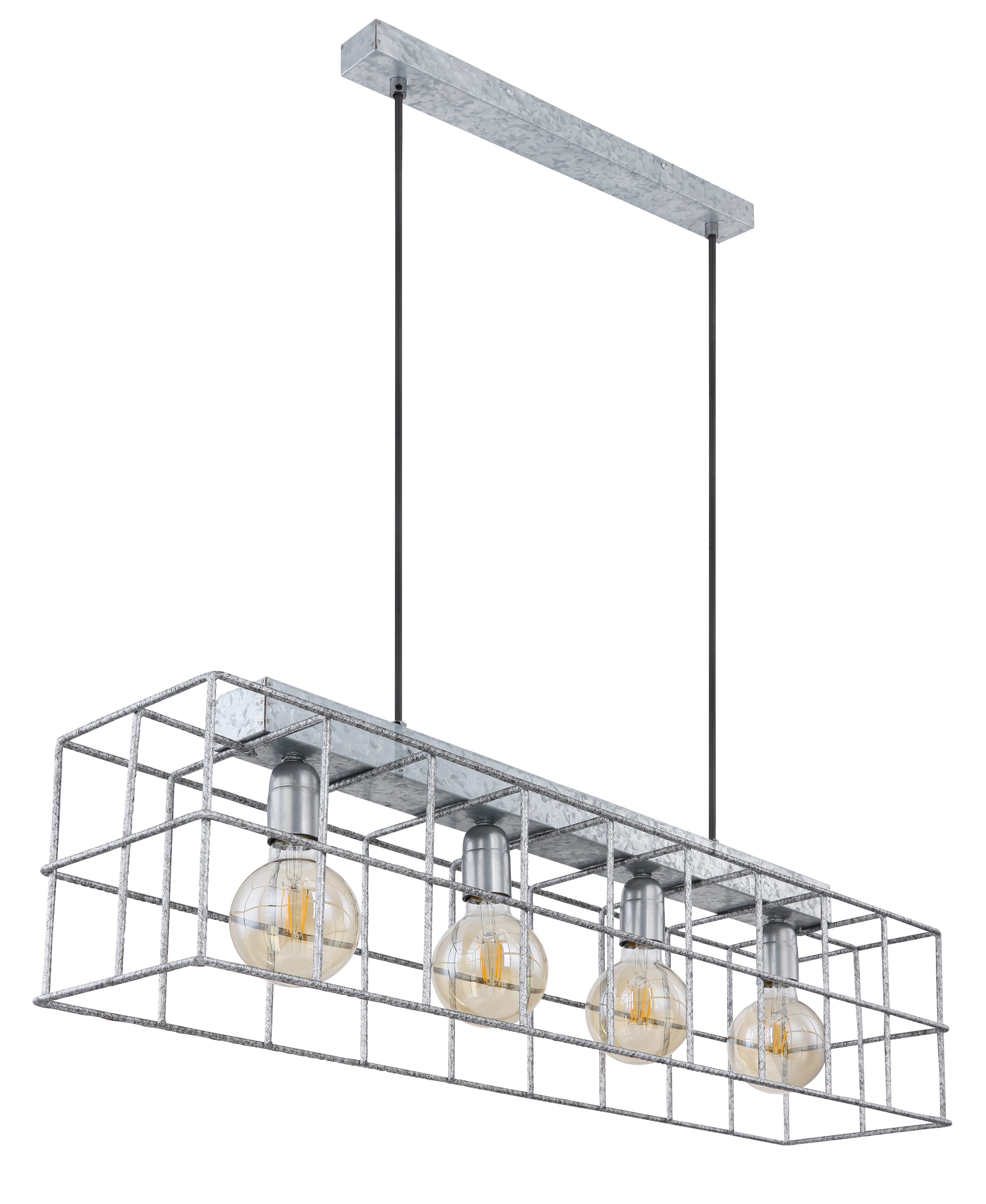 GLOBO LIGHTING Hängeleuchte »MERRIL« E27 1 Stk. Zinkfarbene Hängeleuchte mit Käfig aus Betonstahl-Gitter