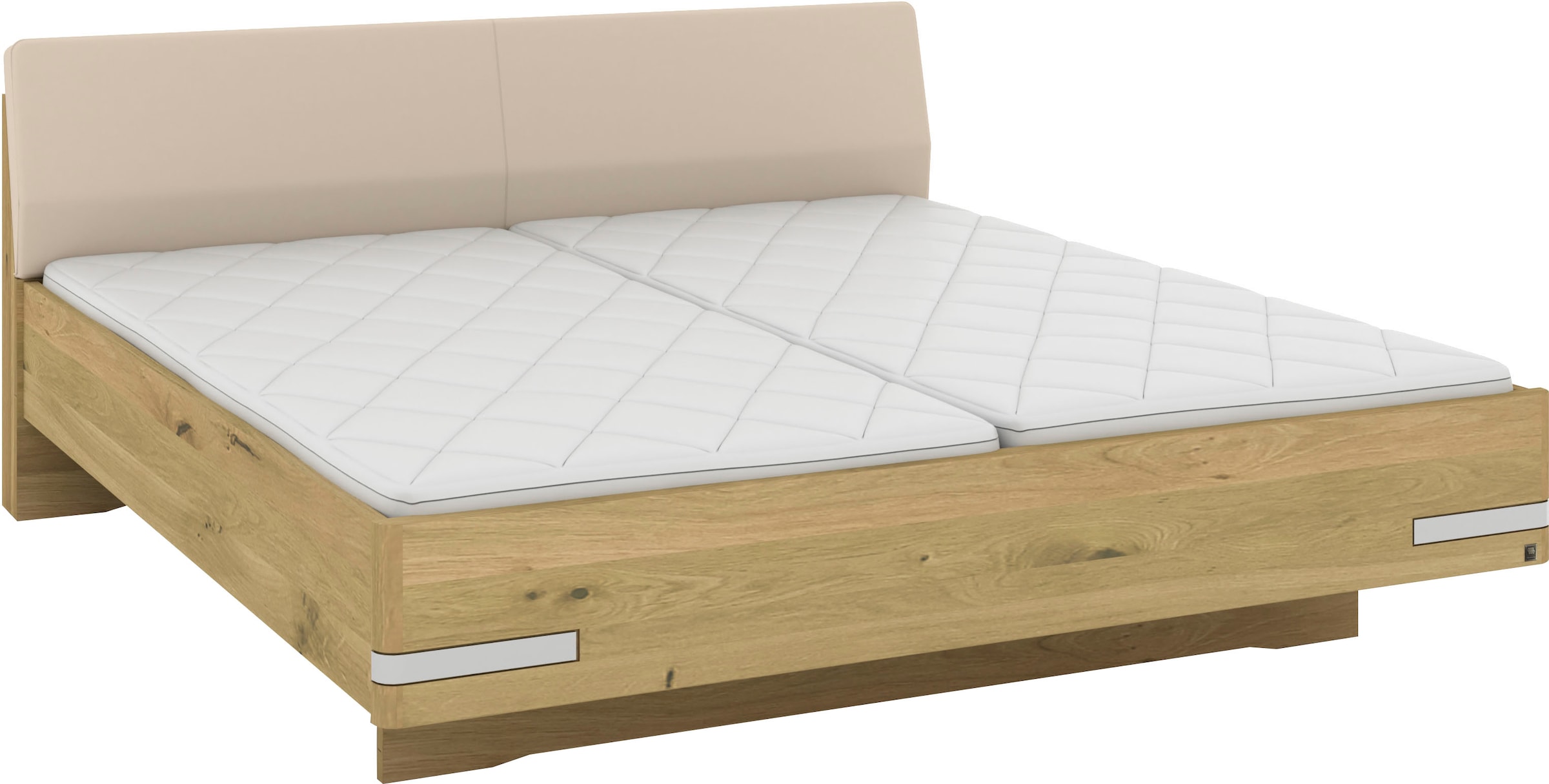 Musterring Holzbett »Savona«, (Belastbarkeit 220 Kg, 4-fache Liegehöhenverstellung, MADE IN GERMANY), Kopfteil Kunstleder Champagner, Details in Chrom, verschiedene Größen