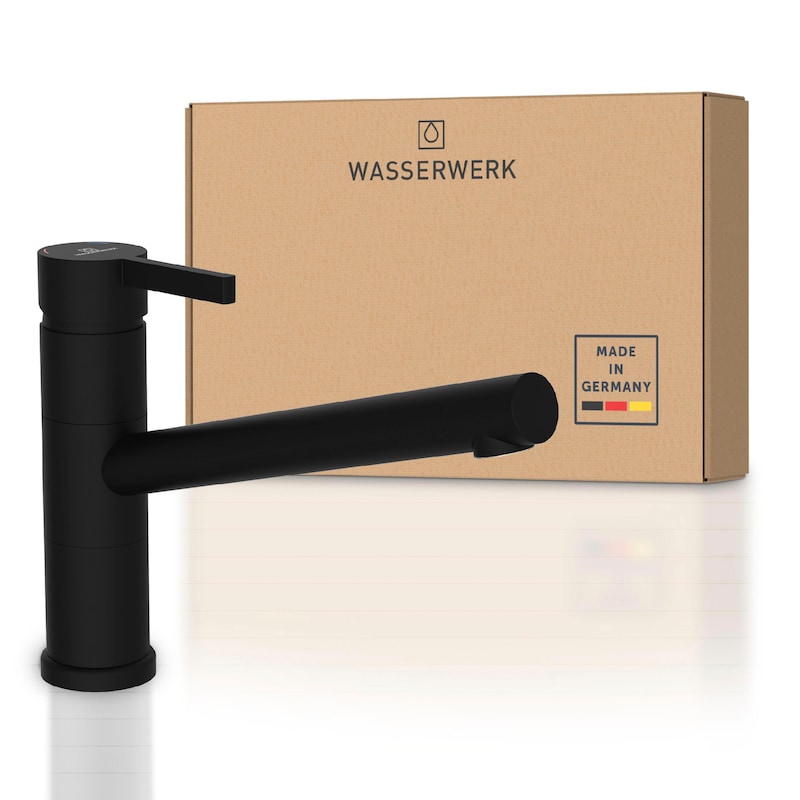 WASSERWERK Spültischarmatur »WK 6, Wasserhahn, Küche, Einhebelmischer« 150° schwenkbar, geräuscharm Schwarz