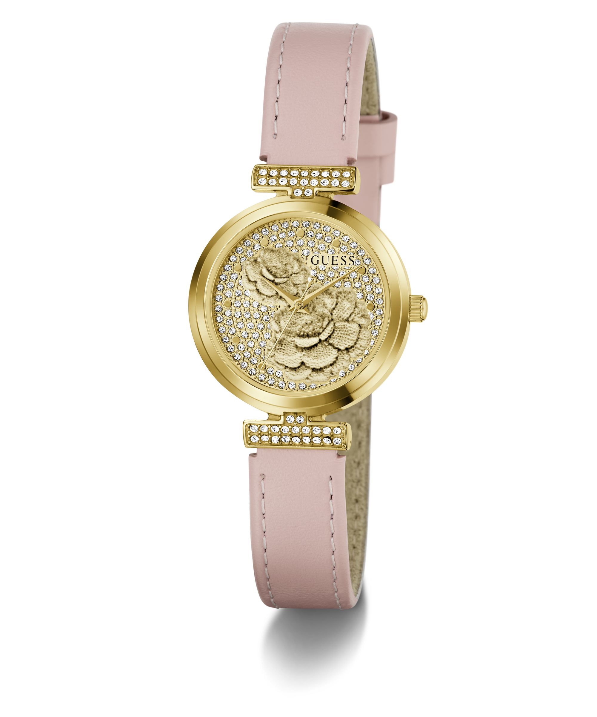 Guess Quarzuhr »ARRAY« Armbanduhr, Damenuhr, Lederarmband, analog