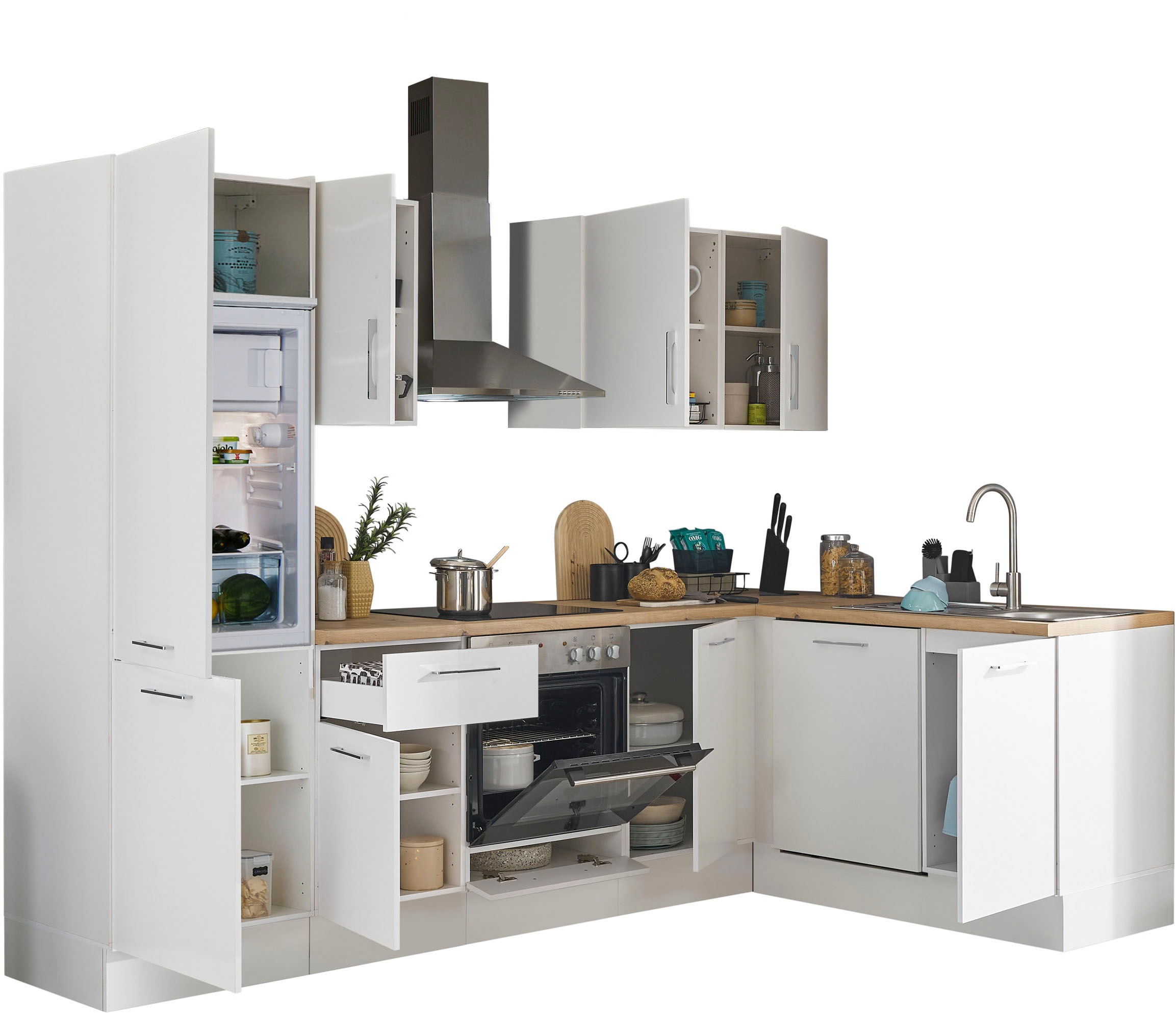 BASIC by Balculina Winkelküche »Turin«, Stellbreite 280x175 cm, wahlweise mit E-Geräten
