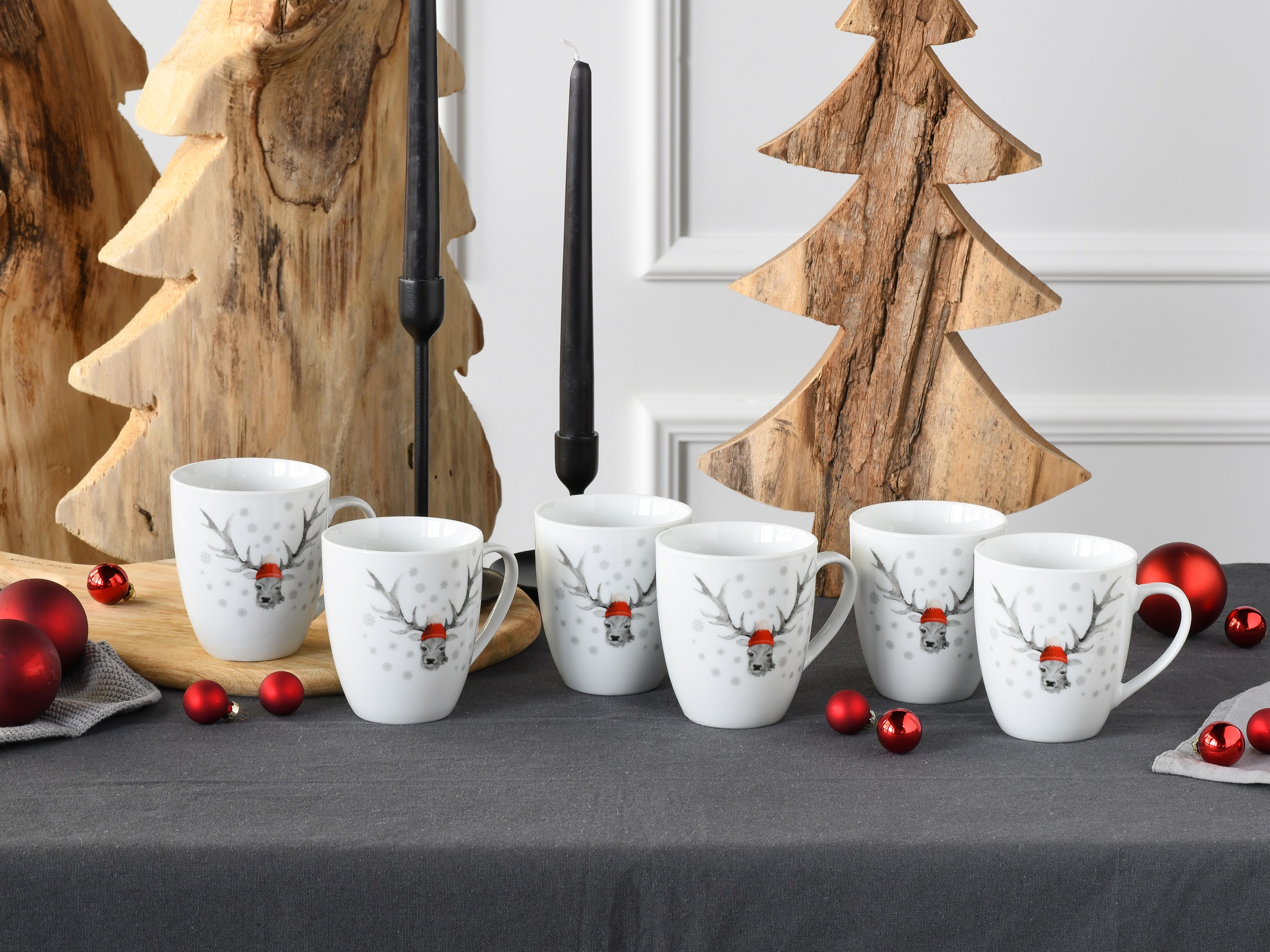 CreaTable Becher »Hirsch, Kaffeebecher, 6-tlg.«, (Set, 6 tlg.), Winterdekor günstig online kaufen