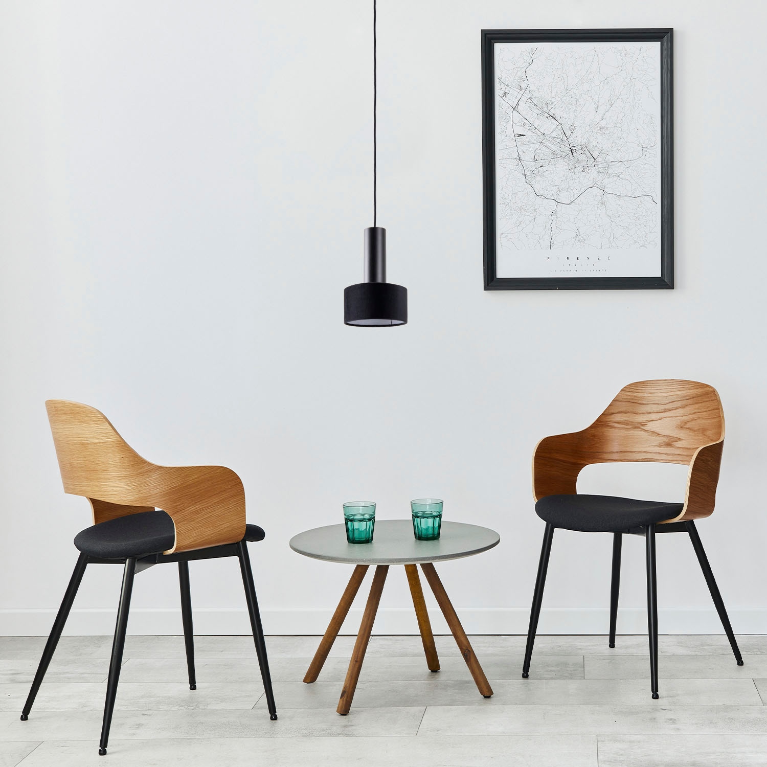 Paco Home Pendelleuchte »VELUTA«, Leuchtmittel GU10 | ohne Leuchtmittel, Wohnzimmer Hängeleuchte Stoffschirm Esszimmer Modern GU10