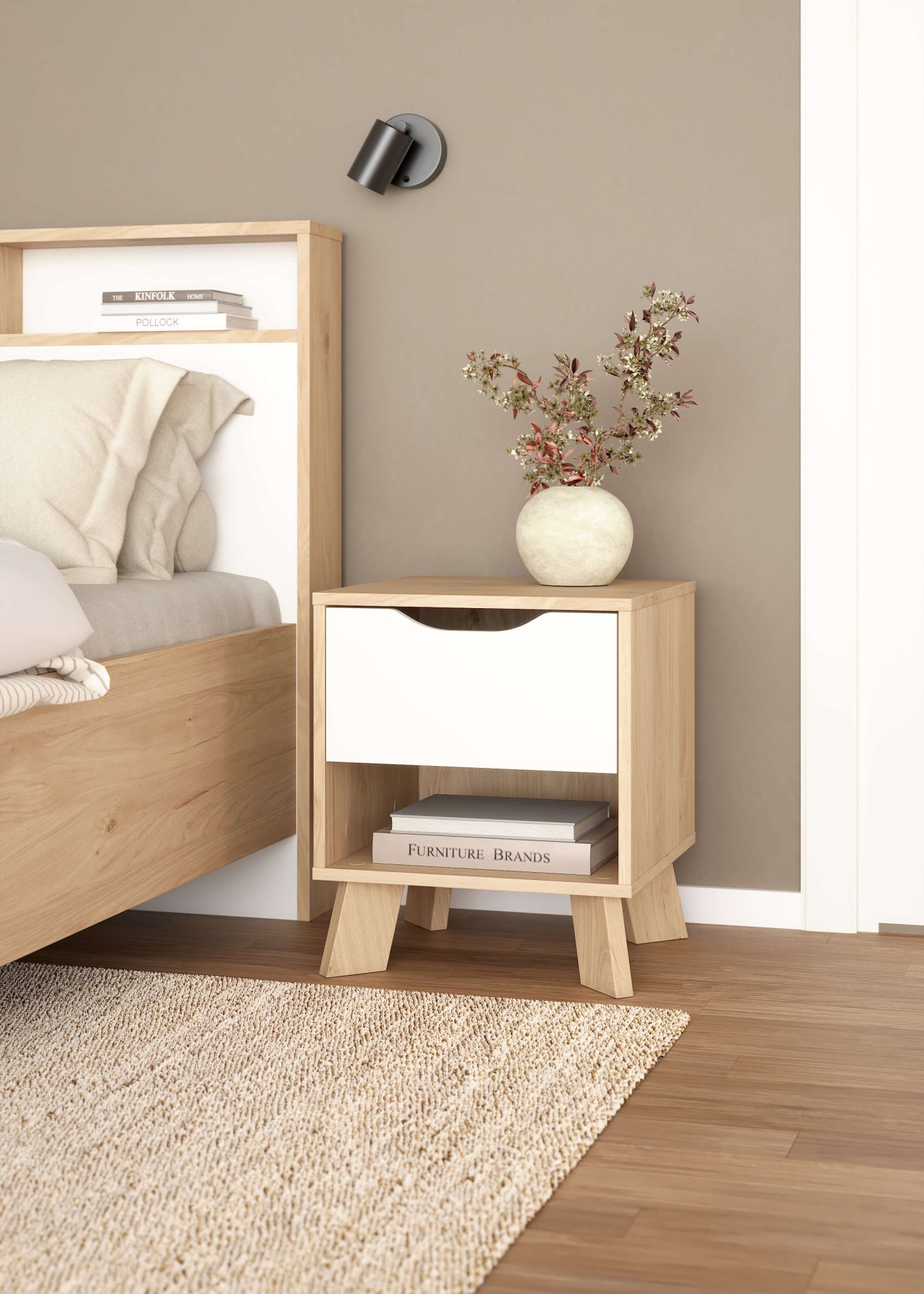 andas Nachtkommode »Ikast, Nachttisch, Nachtschrank, Beistelltisch, Abstelltisch«, 1 Schublade, Eingriffsmulden, Breite 40 cm, Höhe 47 cm