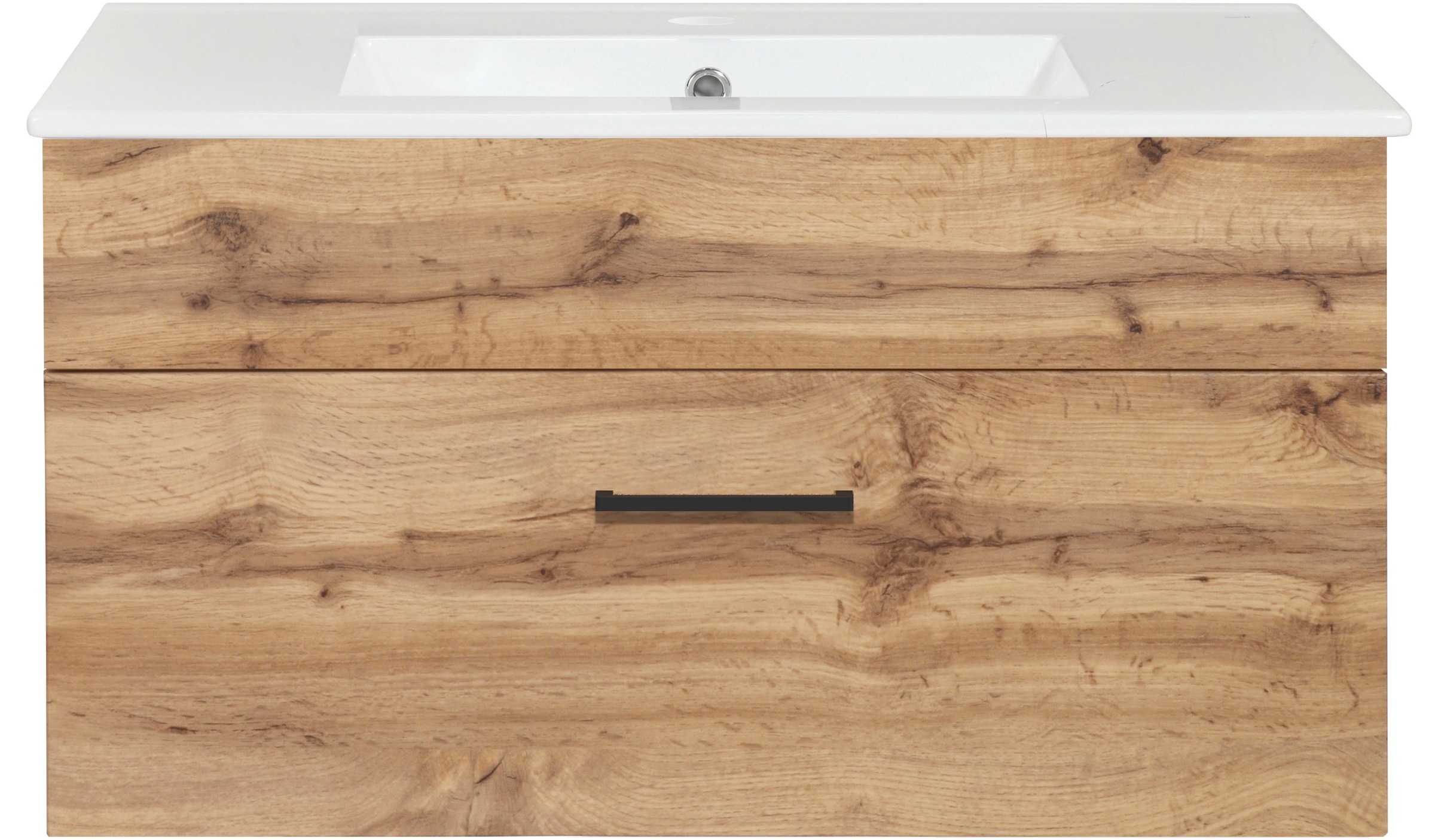 welltime Waschtisch »Trento Light, 60cm, 80cm, 100cm, Keramik-Auflagebecken«, 1 feste Blende und 1 Auszug