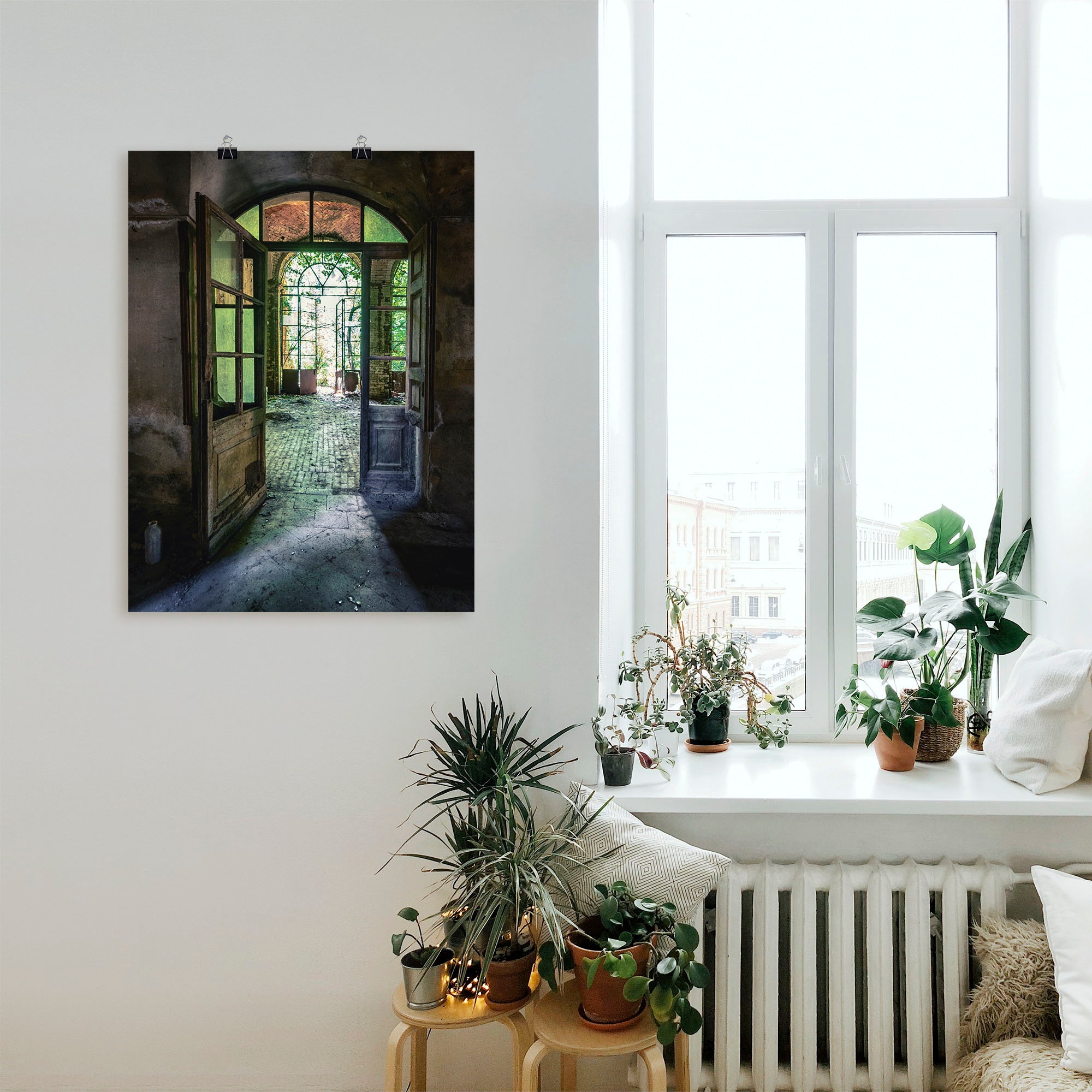 Artland Wandbild »Lost Place - alte Tür Fenster«, Fenster & Türen, (1 St.), als Alubild, Outdoorbild, Leinwandbild, Poster, Wandaufkleber