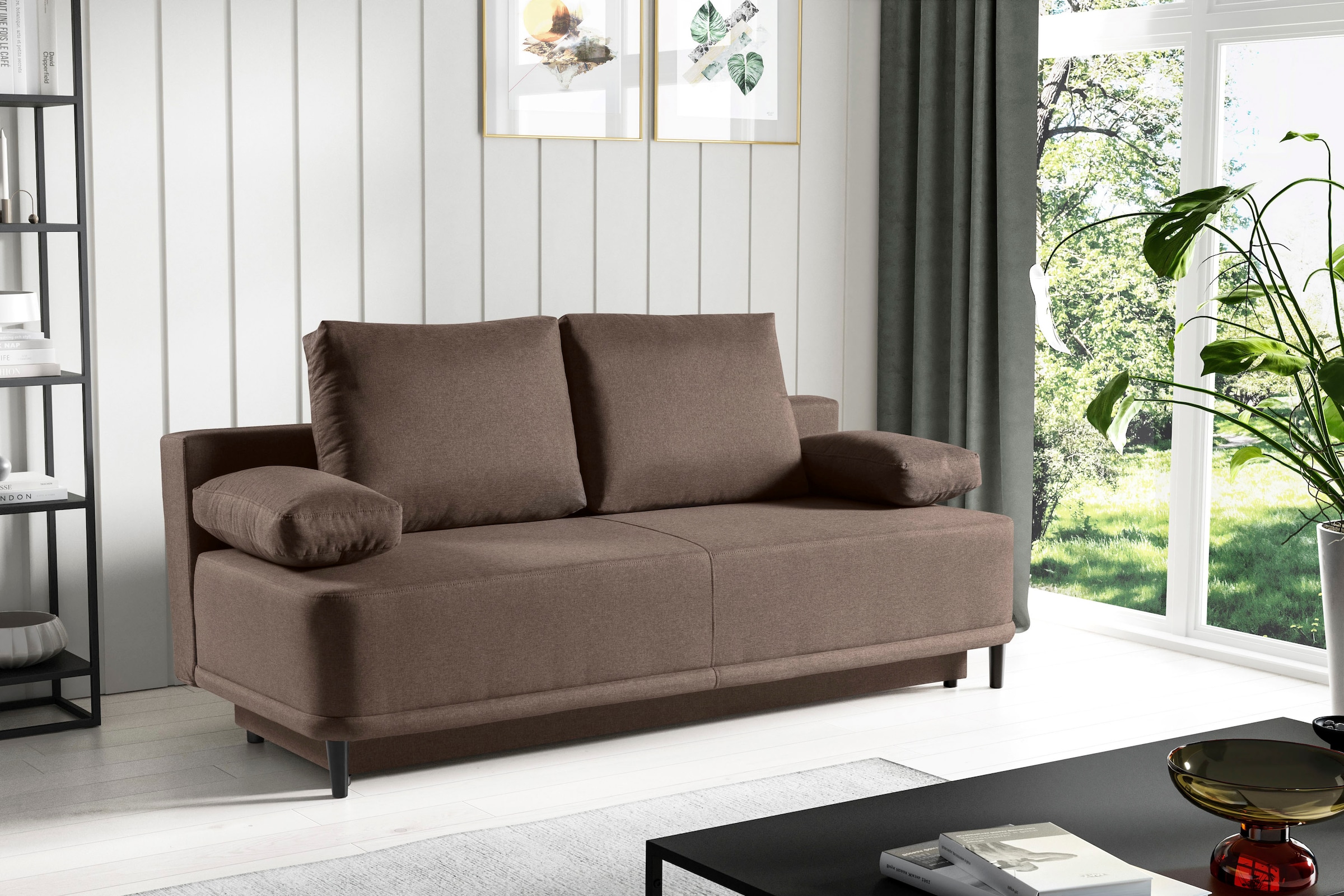 Sofa newest Schlafsofa WAVE 2-Sitzer mit Bettkasten Wildleder-Optik