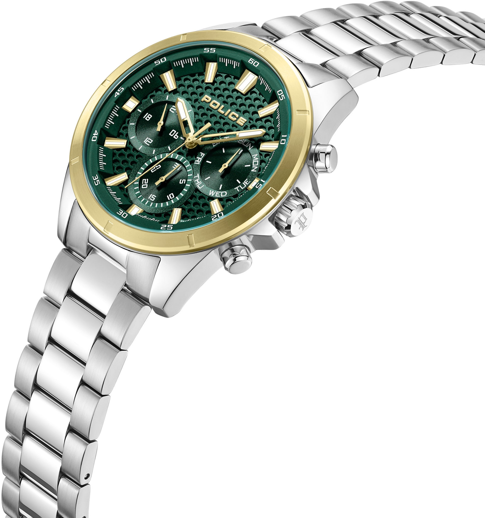 Police Multifunktionsuhr »MOTION«, Quarzuhr, Armbanduhr, Herrenuhr, Edelstahlarmband, analog, Wochentag