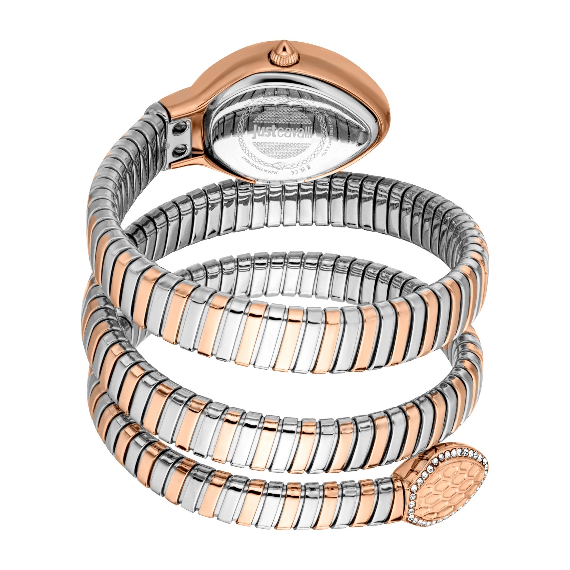 Just Cavalli Time Quarzuhr »Carezza«, Armbanduhr, Damenuhr, Edelstahlarmband, analog, Kristallsteine