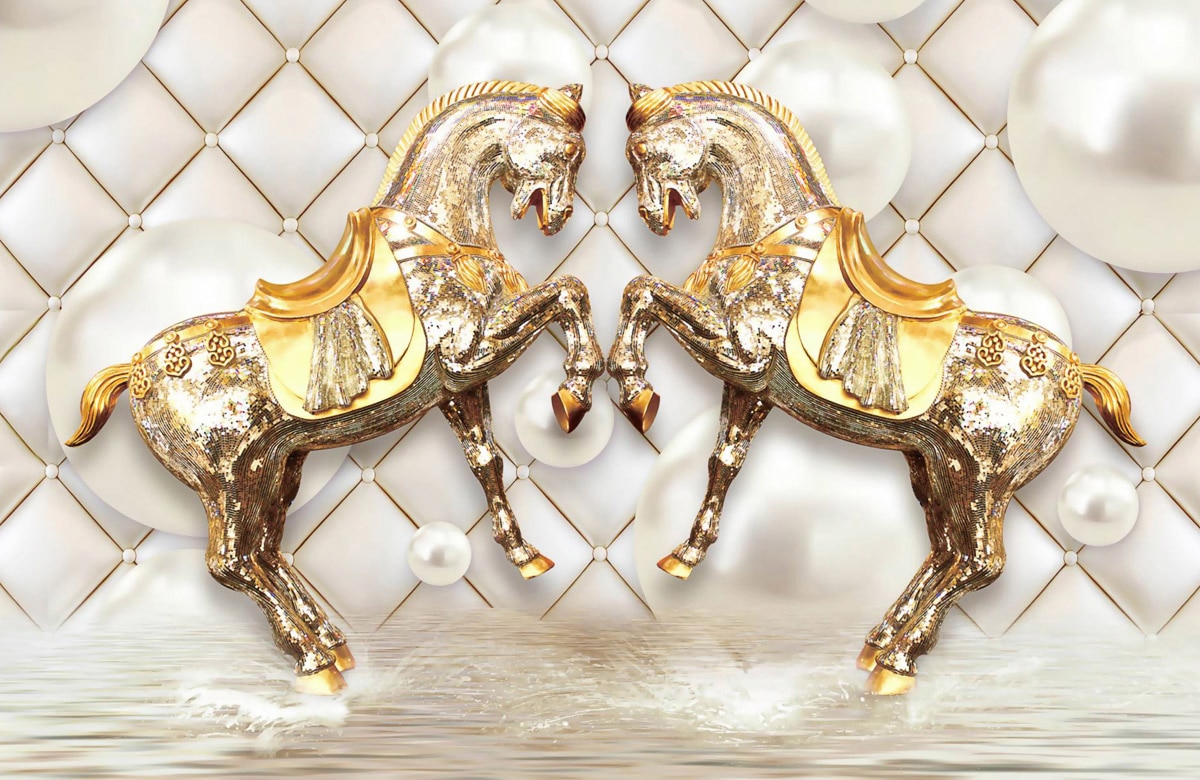 Papermoon Fototapete »Muster mit Pferden gold weiß« kaufen