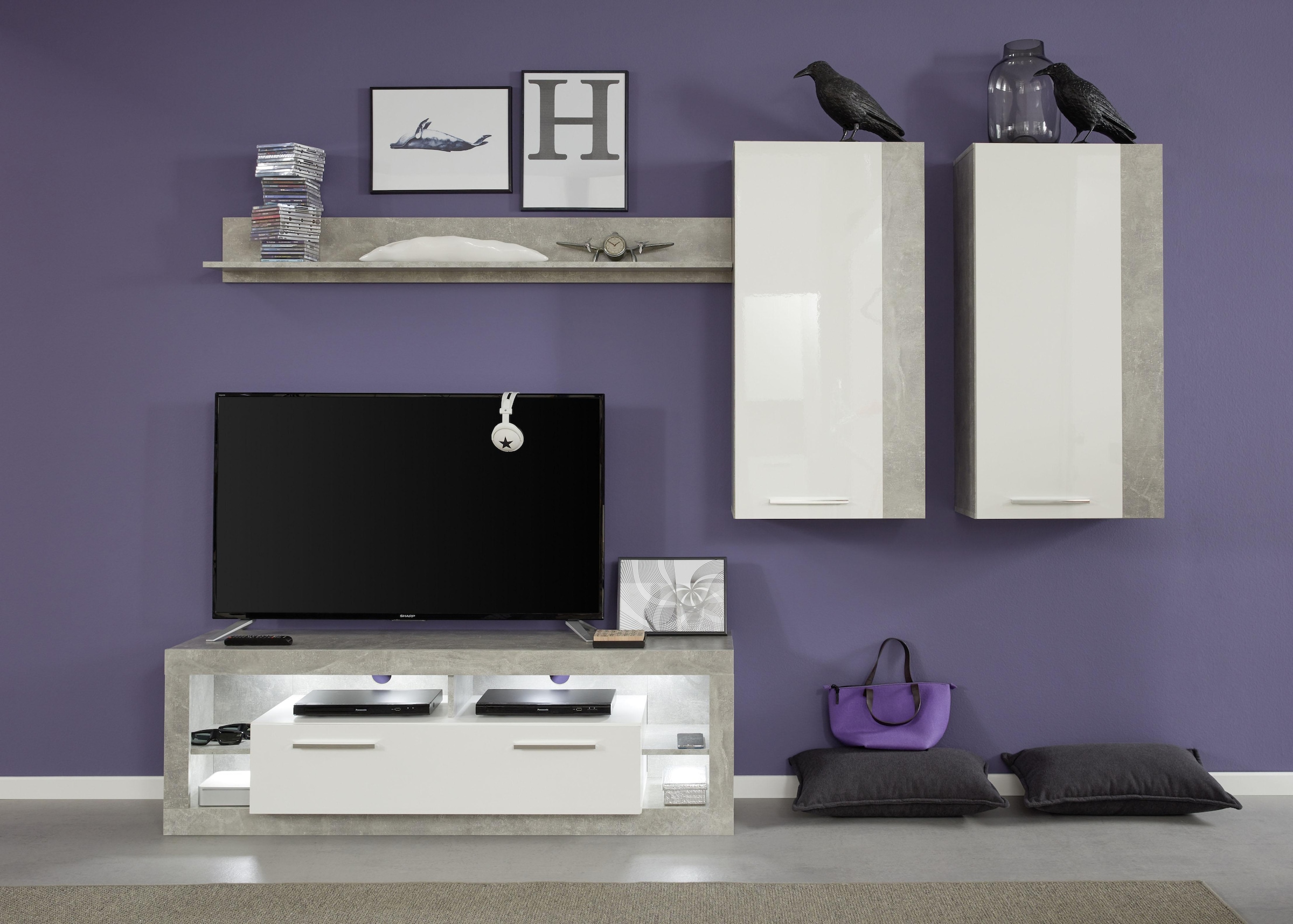 INOSIGN Hängevitrine »Gwendolyn«, Hängeschrank fürs Wohnzimmer mit 3 Fächern - (B/T/H) 52/31/103 cm