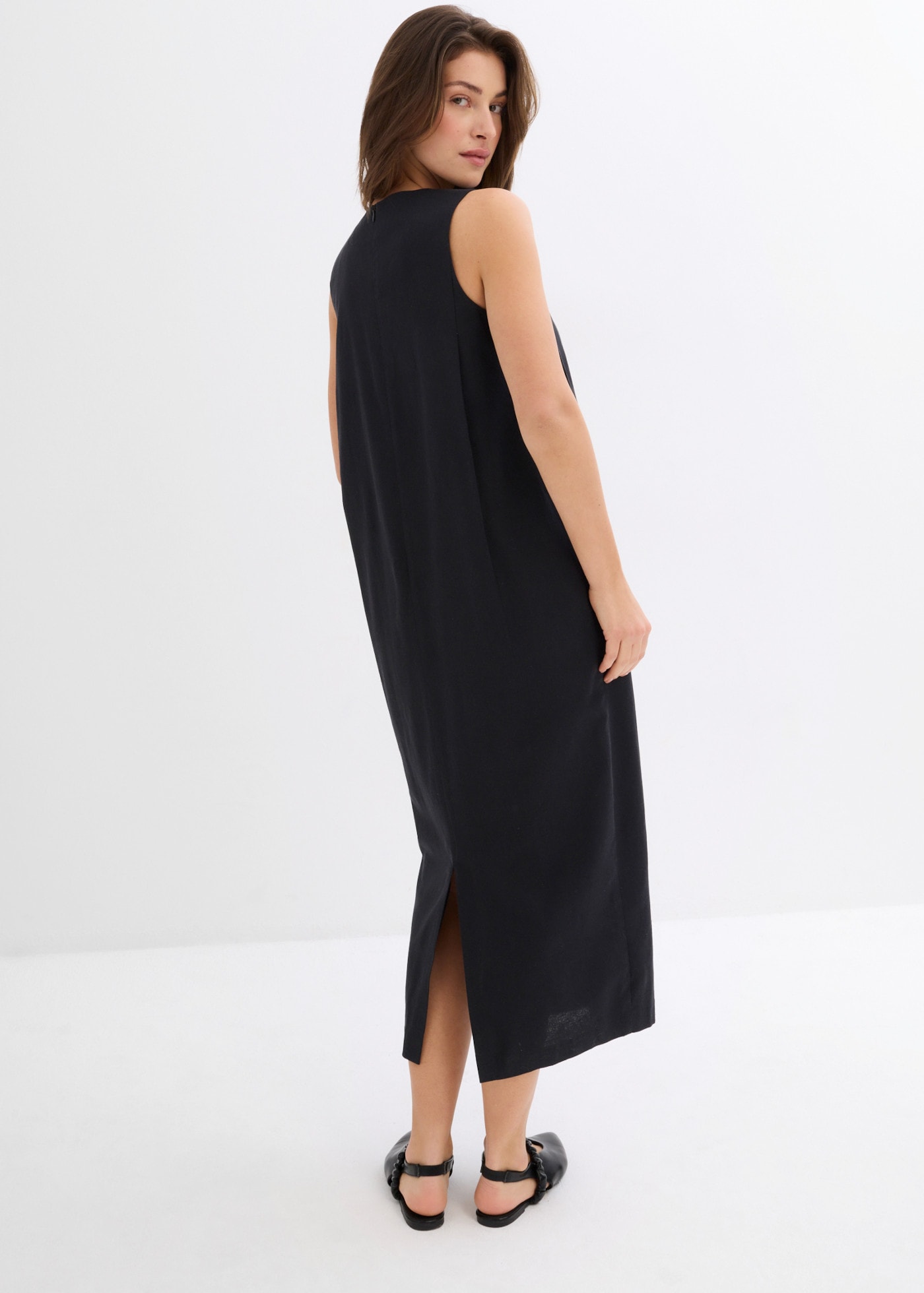 bonprix Midikleid ärmelloses Design, Oversize-Passform, runder Ausschnitt