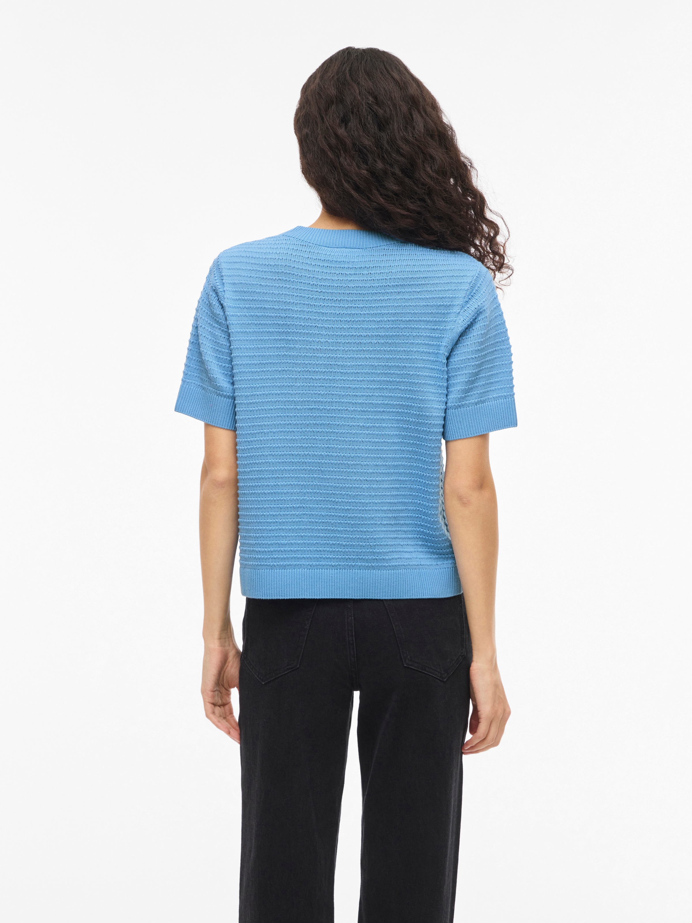 Vila Kurzarmpullover »VILOLLO O-NECK S/S DETAIL KNIT TOP- NOOS«
